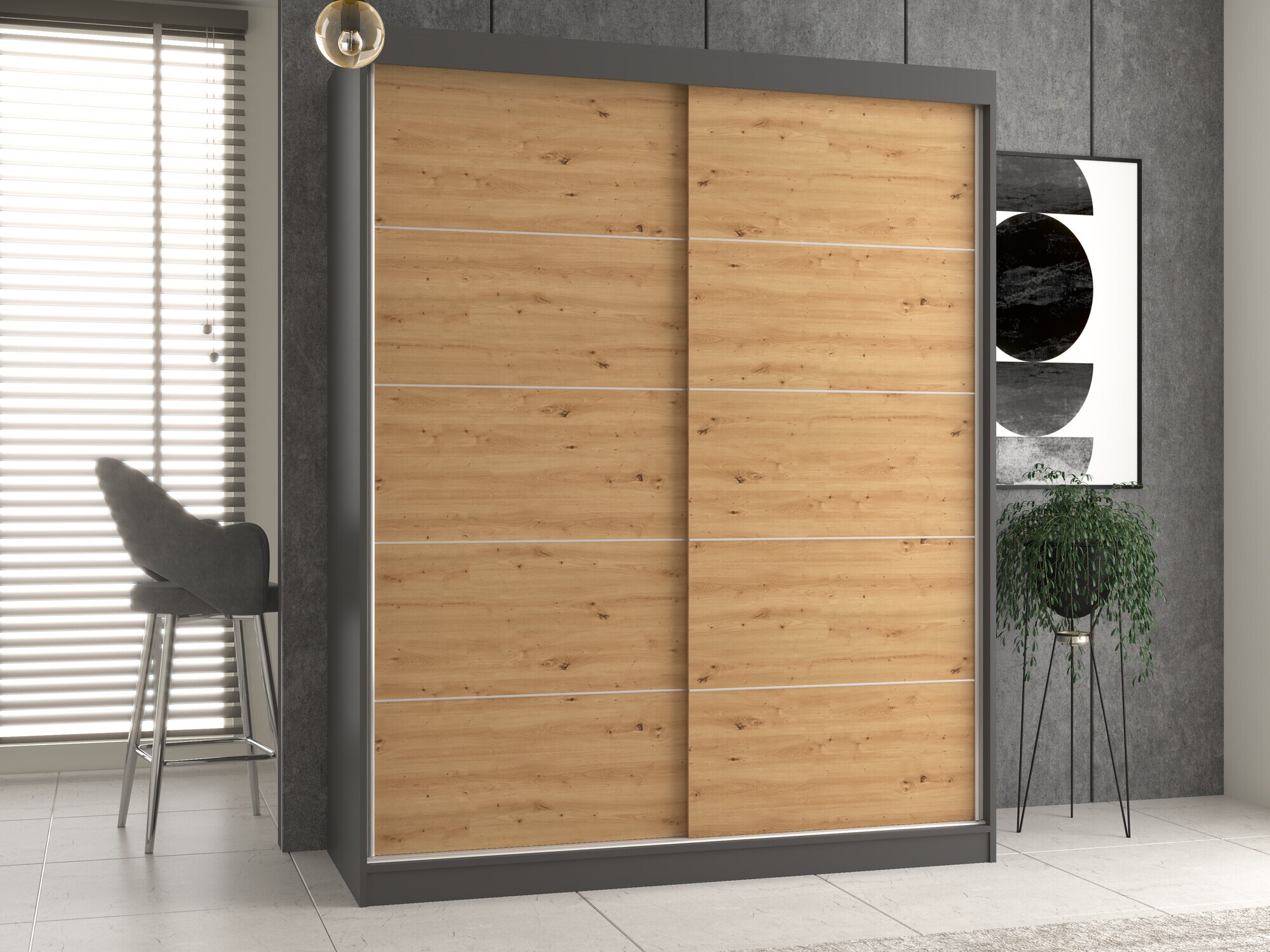 Garderobeskab Mandeville 177 (Antracit + Artisan eg)