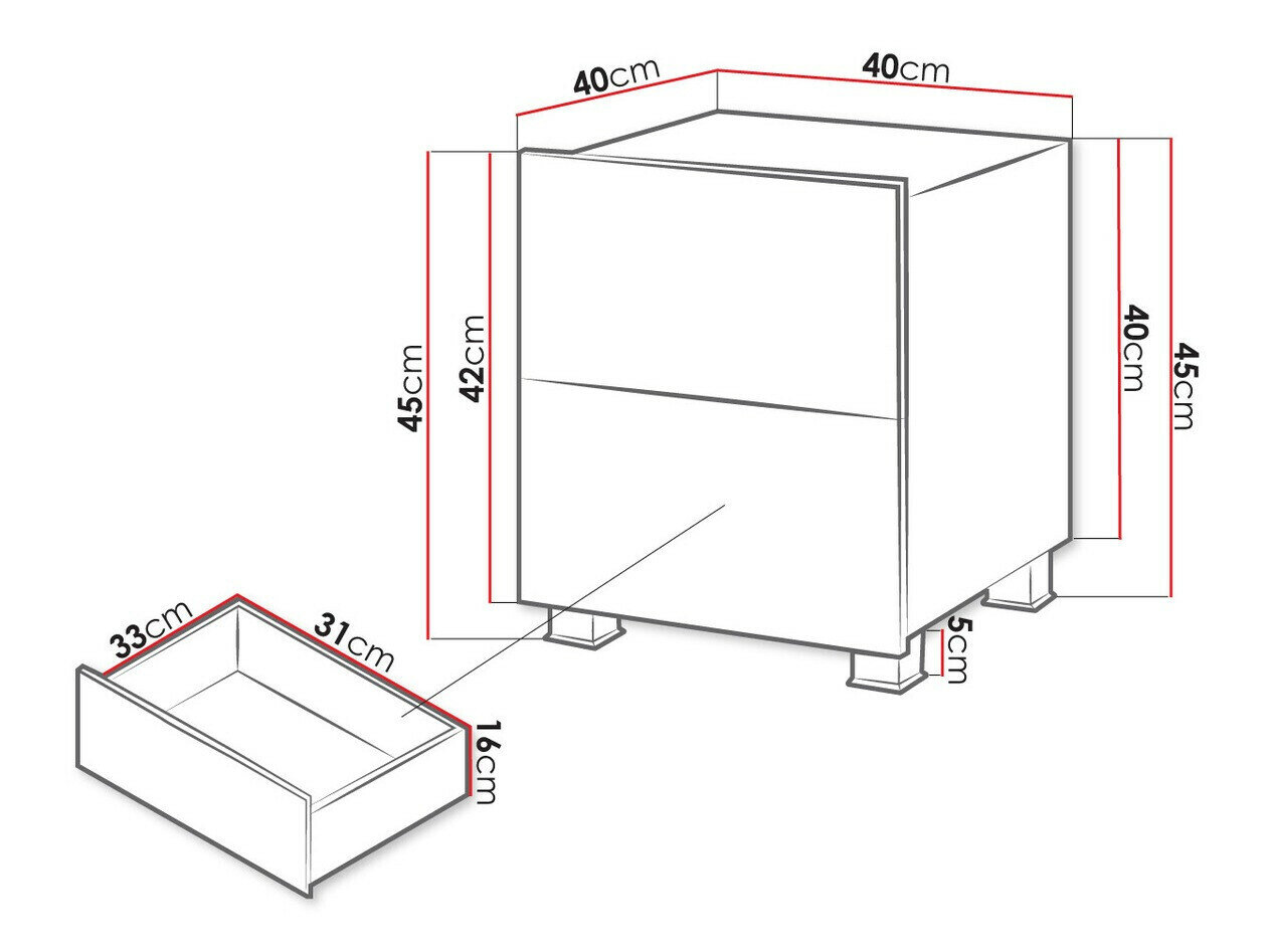 Sengebord Tivdalu 127 (Hvid + Glansfuld hvid)