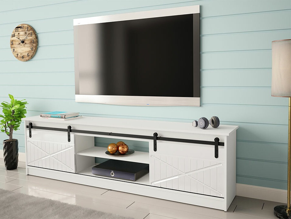TV-bord Charlotte 156 (Hvid + Glansfuld hvid)