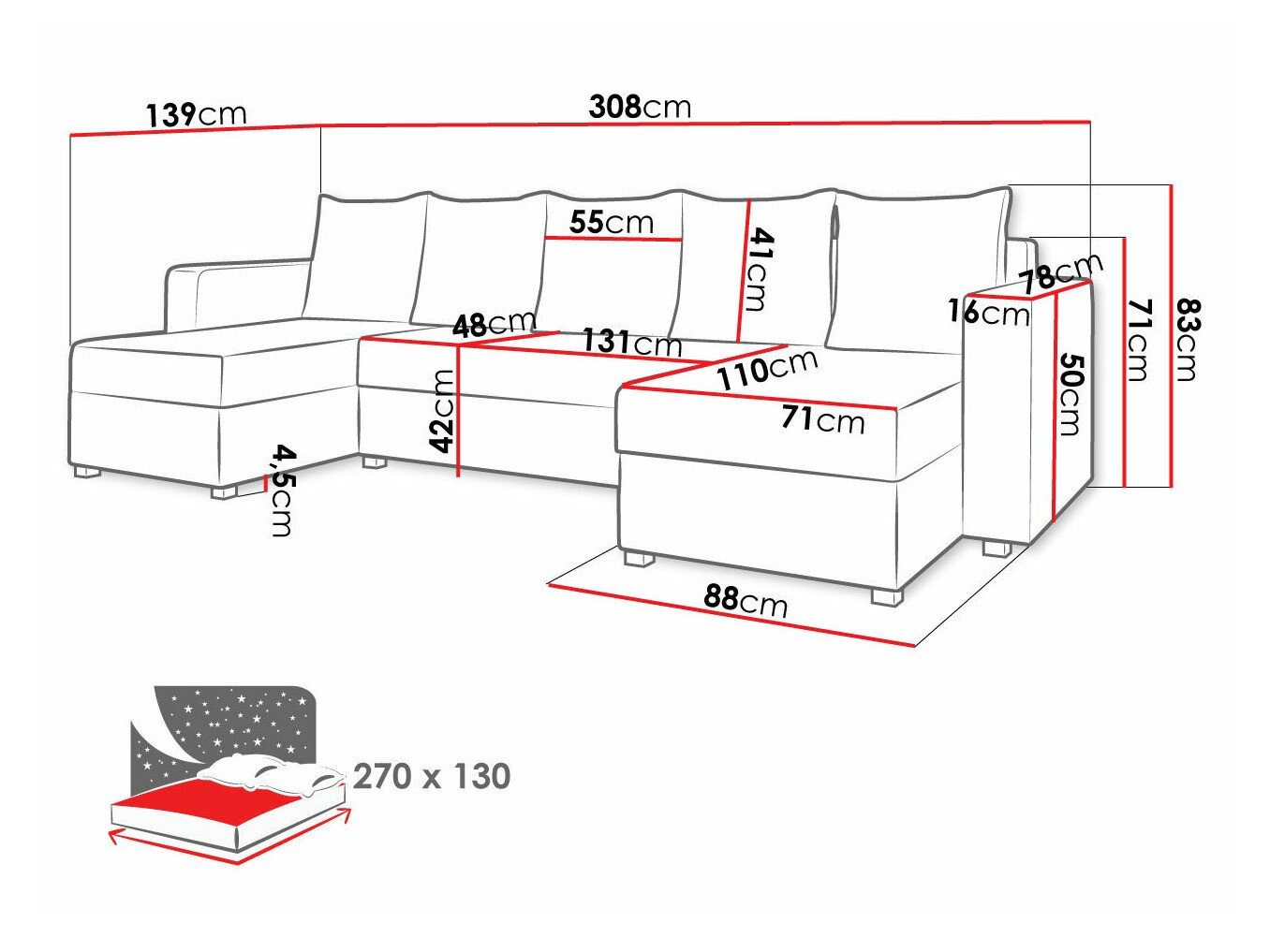 Hjørnesofa Memphis 121 (Soft 017 + Lawa 05)