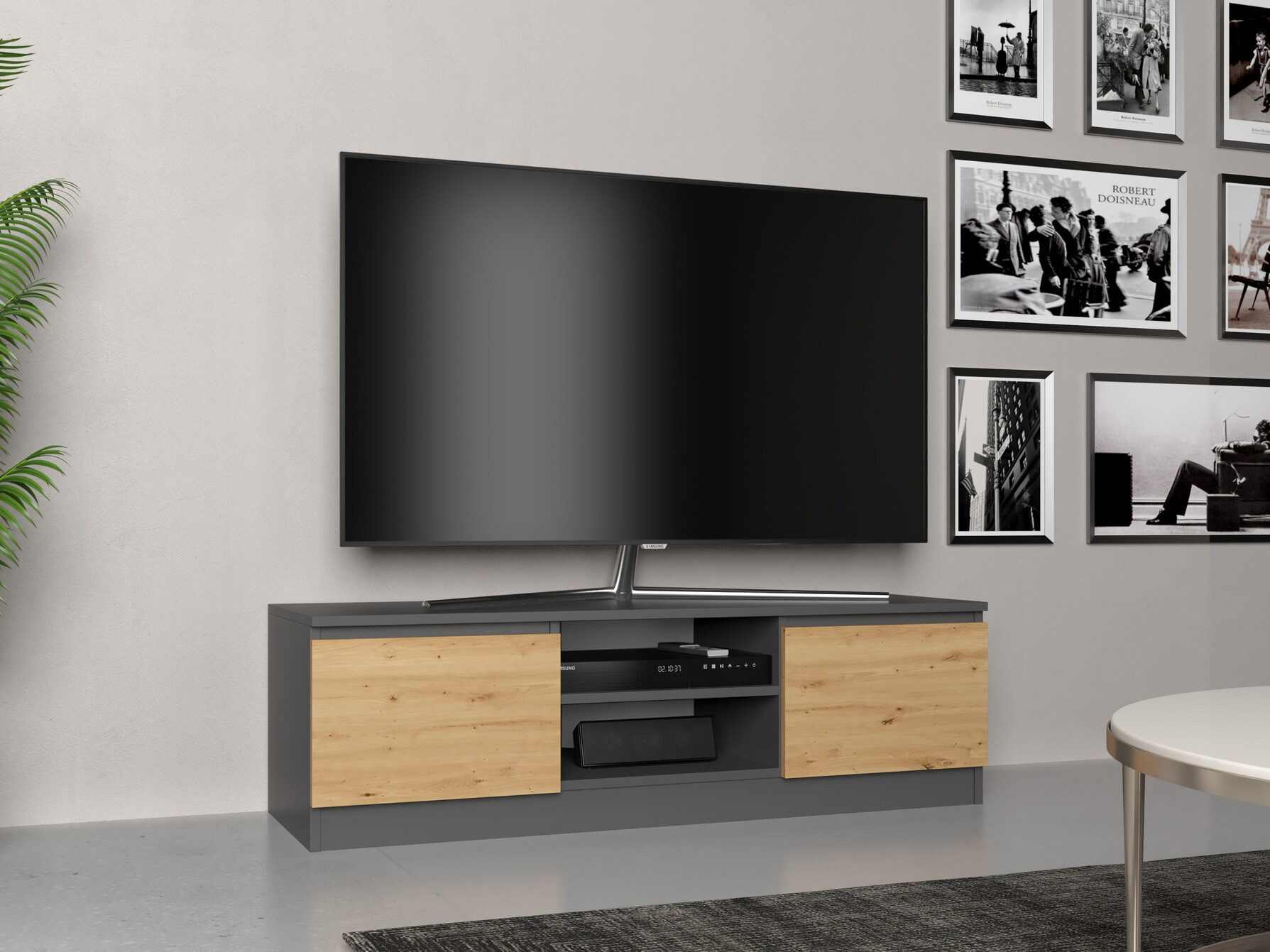 TV-bord Elbvelu 123 (Antracit + Artisan eg)