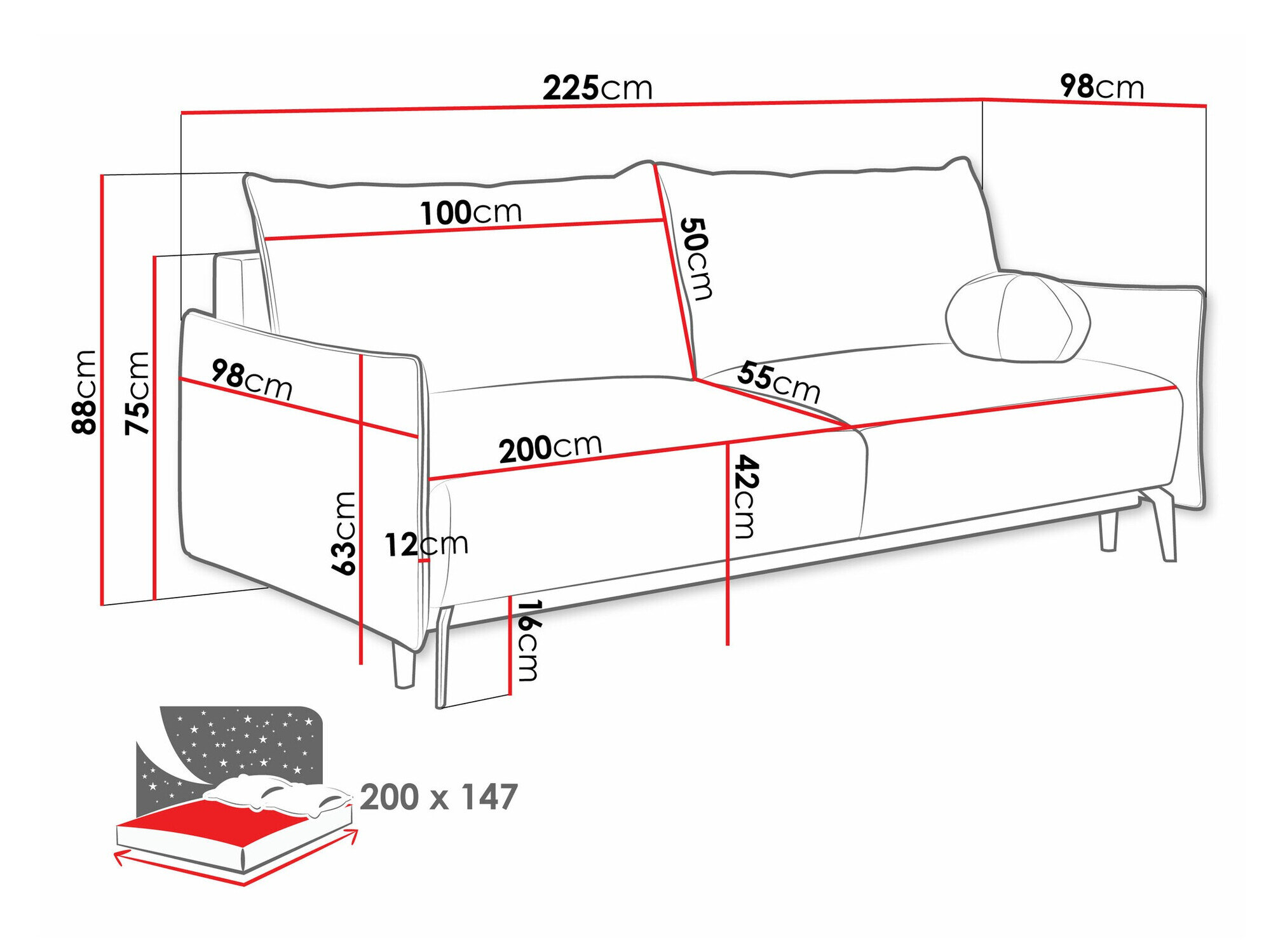 Sovesofa Columbus 216 (Velo 627)