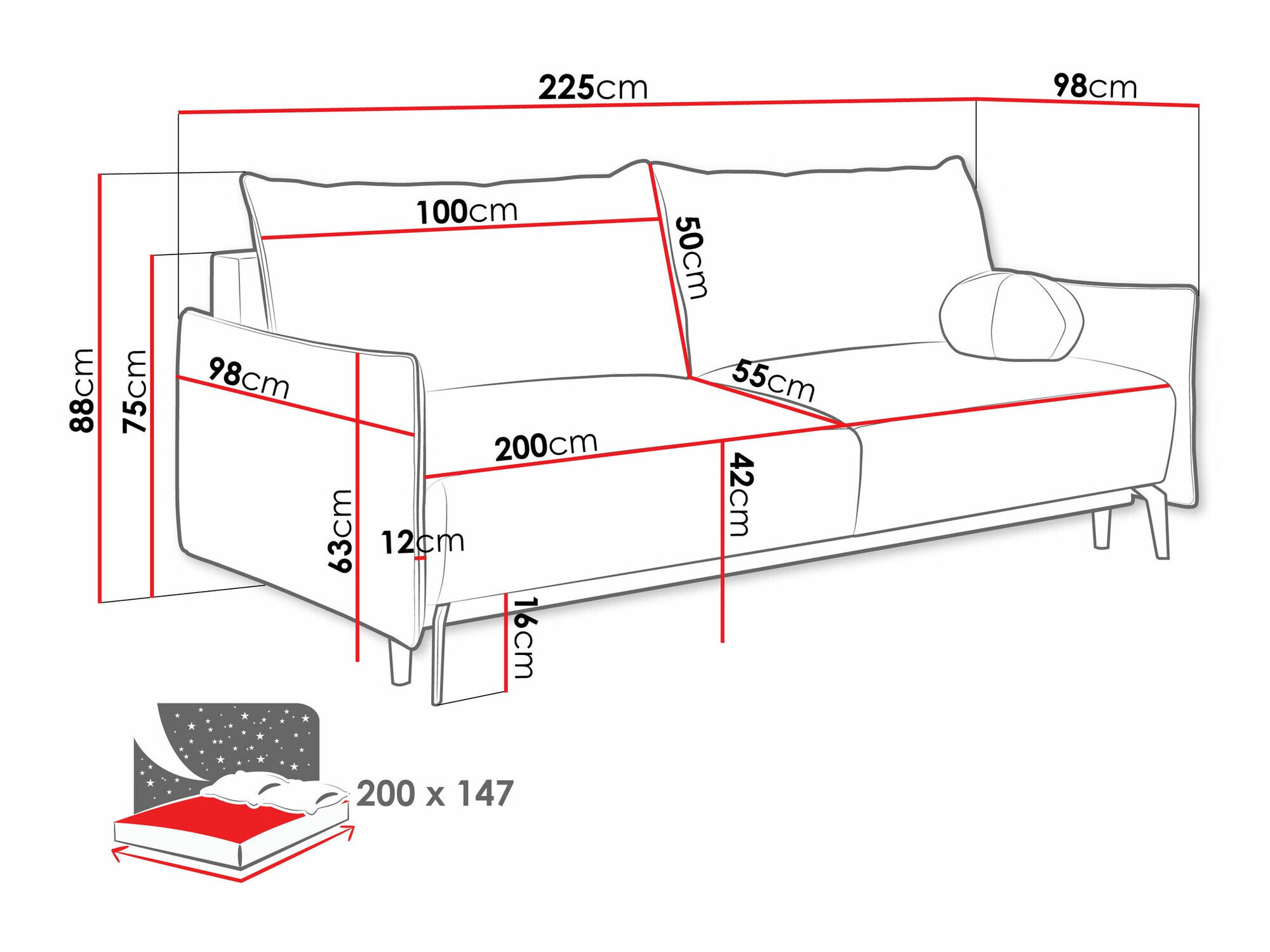 Sovesofa Columbus 216 (Velo 635)