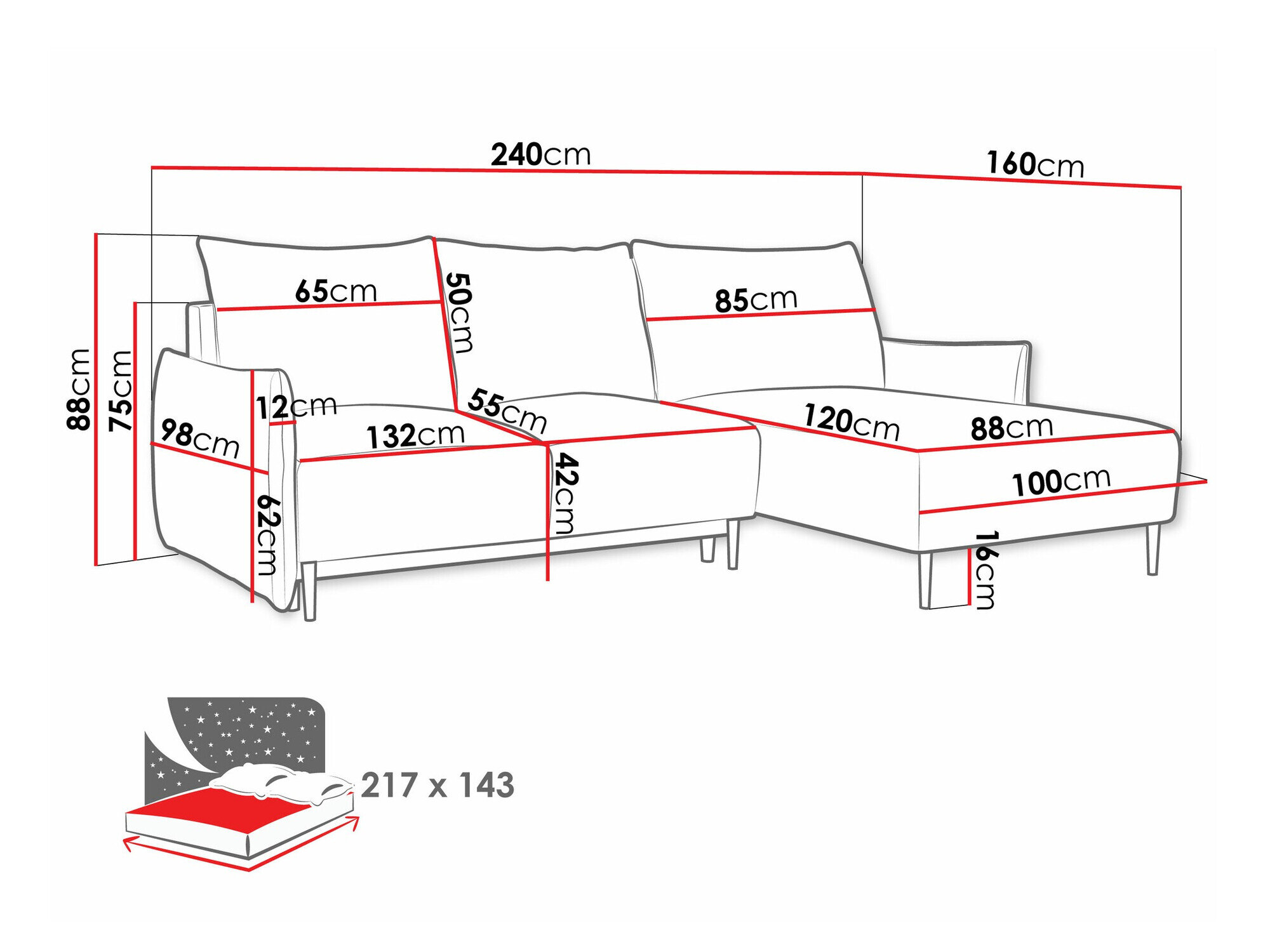 Hjørnesofa Columbus 224 (Velo 627)