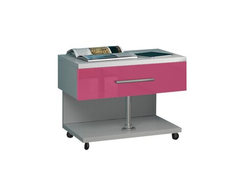 Sengebord Salmere 103 (Hvid + Glossy pink)