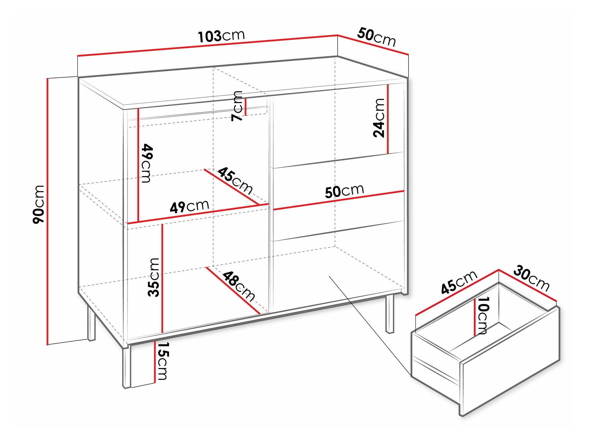 Kommode Comfivo Delruva 100 (Hvid)