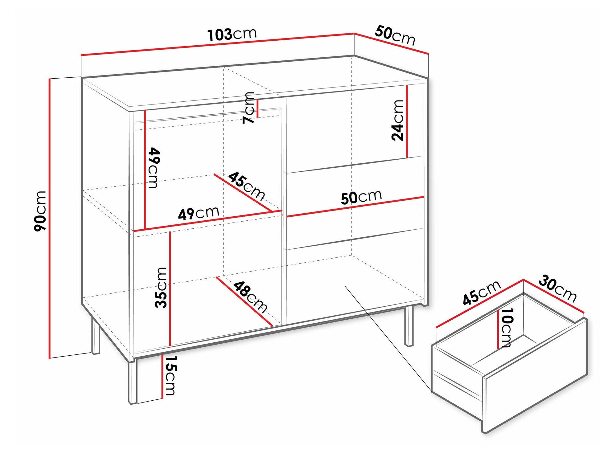Kommode Comfivo Delruva 100 (Sort)