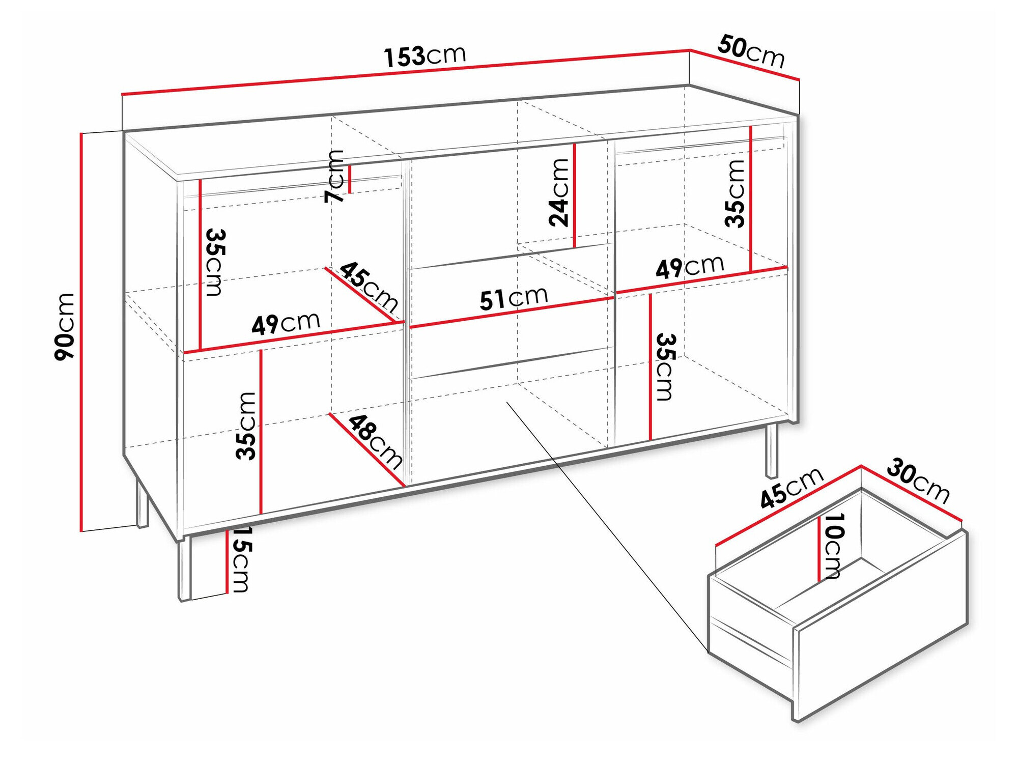 Kommode Comfivo Delruva 101 (Hvid)