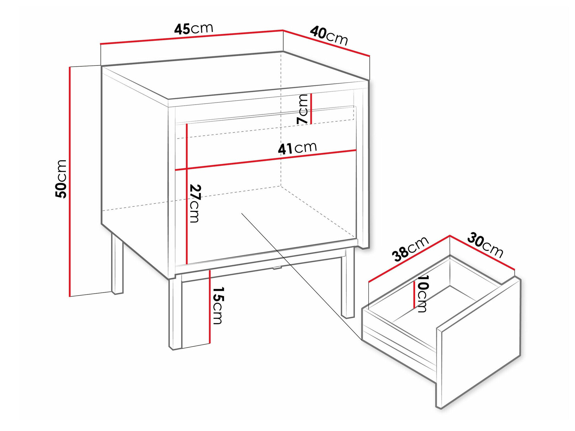 Sengebord Comfivo Delruva 105 (Hvid)