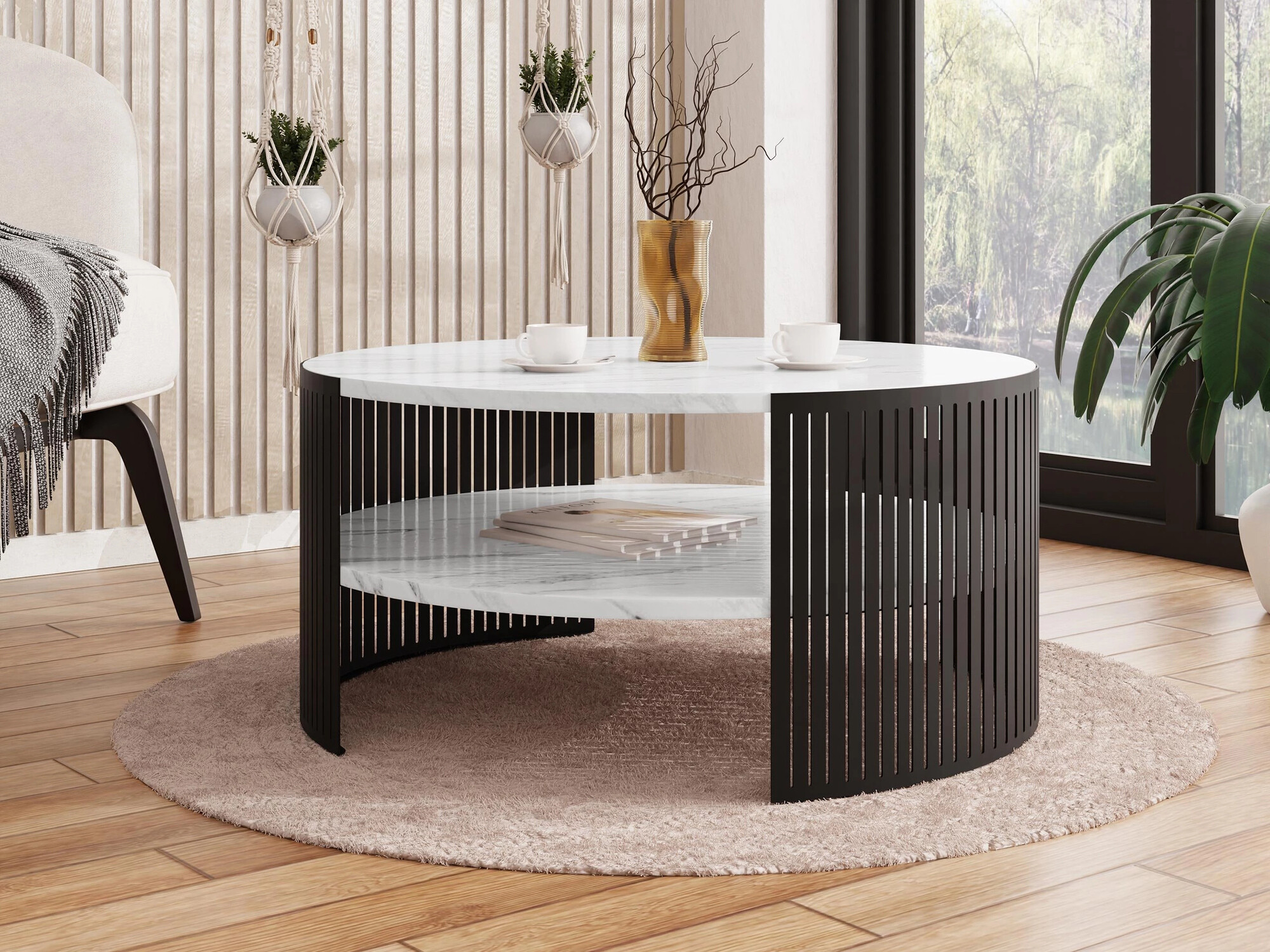 Sofabord Civer (Sort + Hvid marmor)