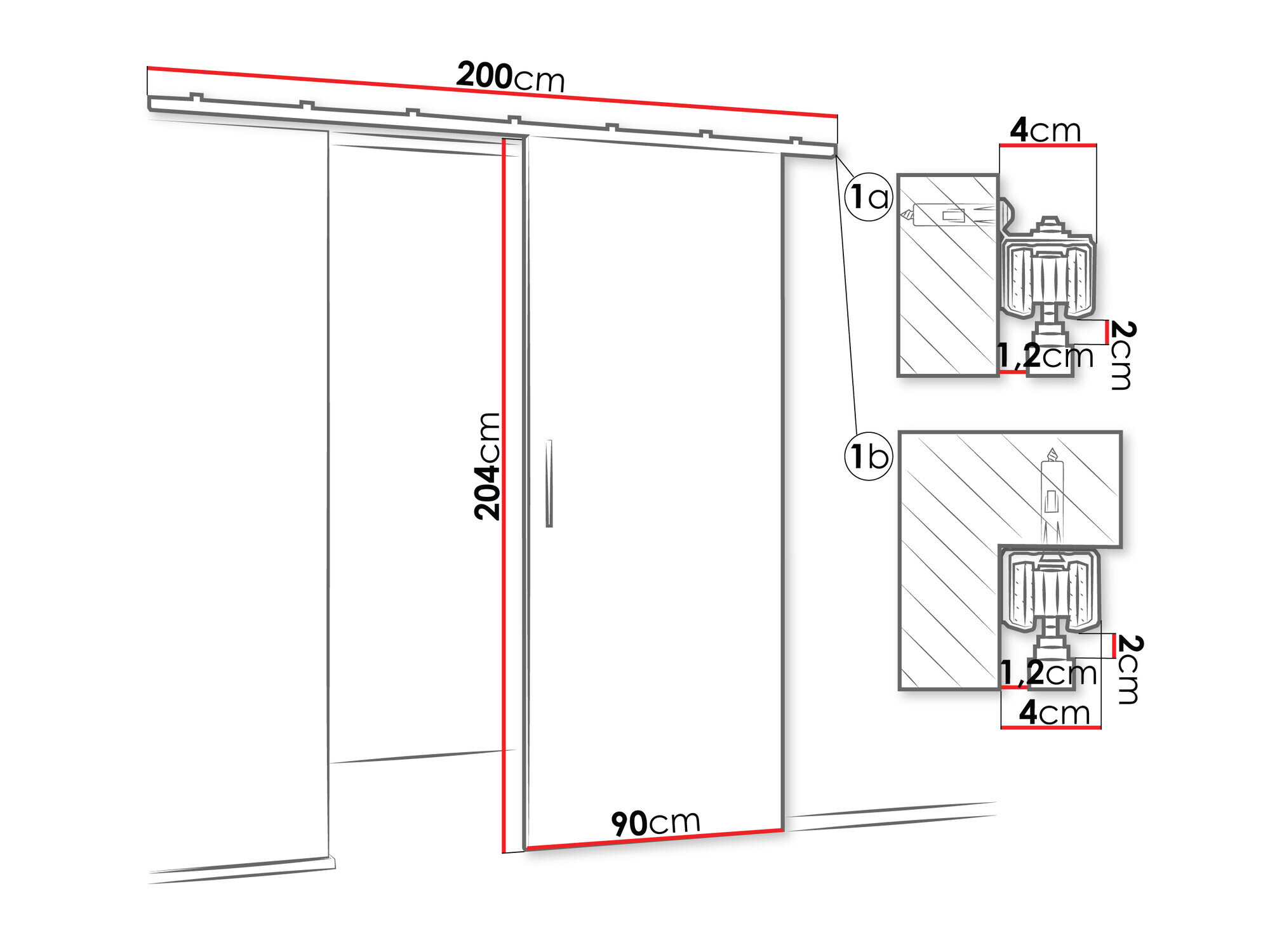 Skydedør Hartford 491 (Sort)