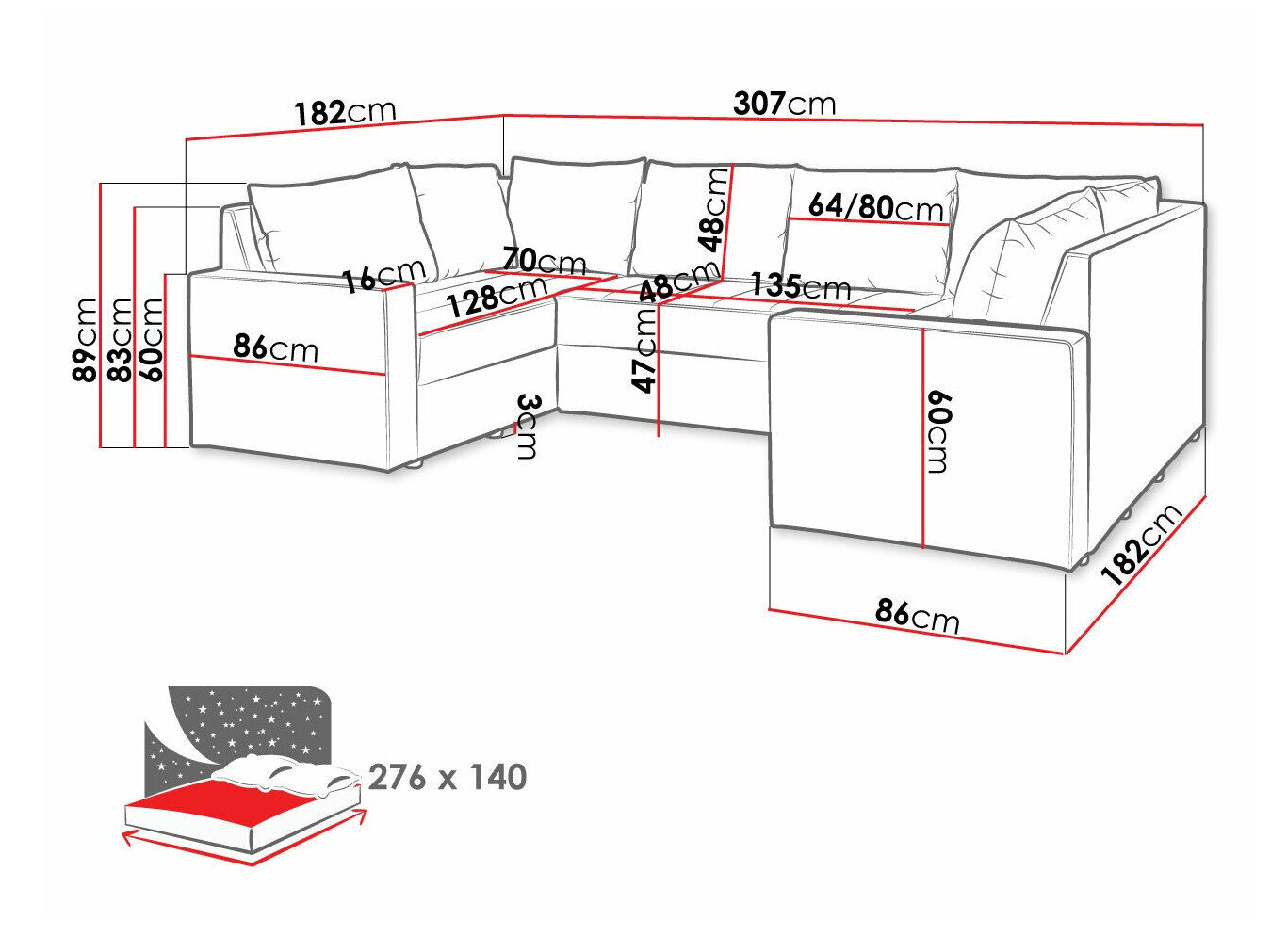 Hjørnesofa Providence 145 (Loca 21)