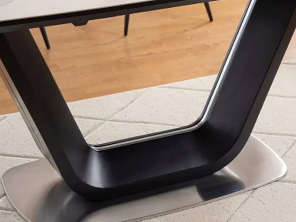 Bord Detroit 116 (Hvid marmor + Sort)
