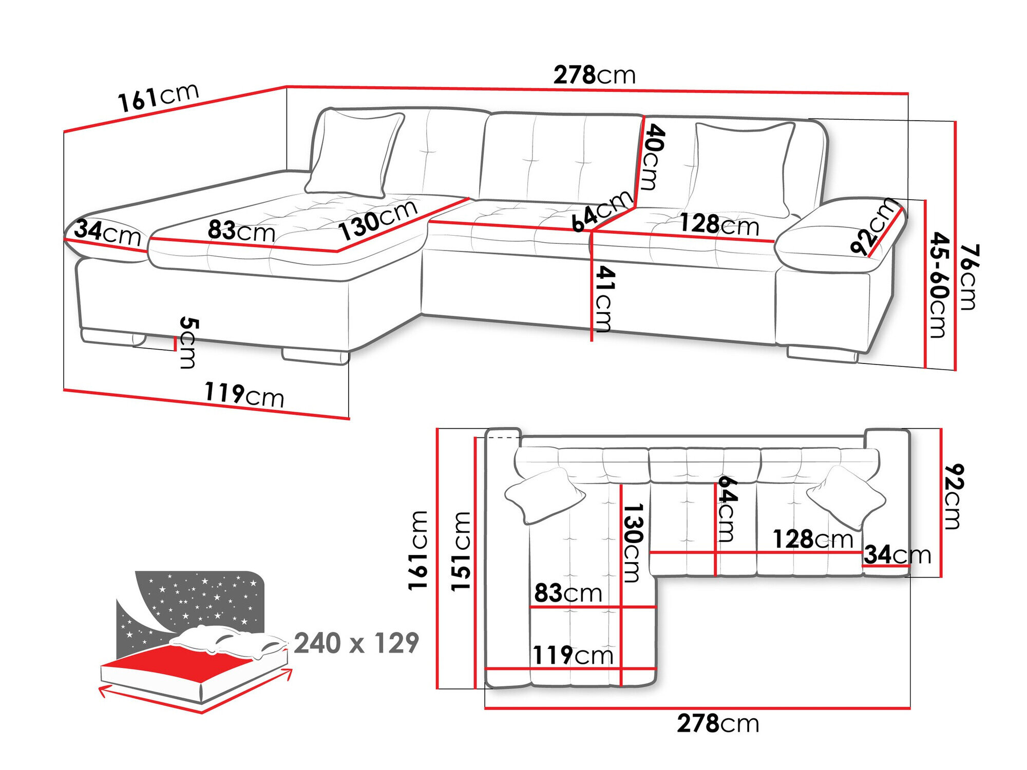 Hjørnesofa Comfivo 250 (Otusso 14 + Sorriso 04)