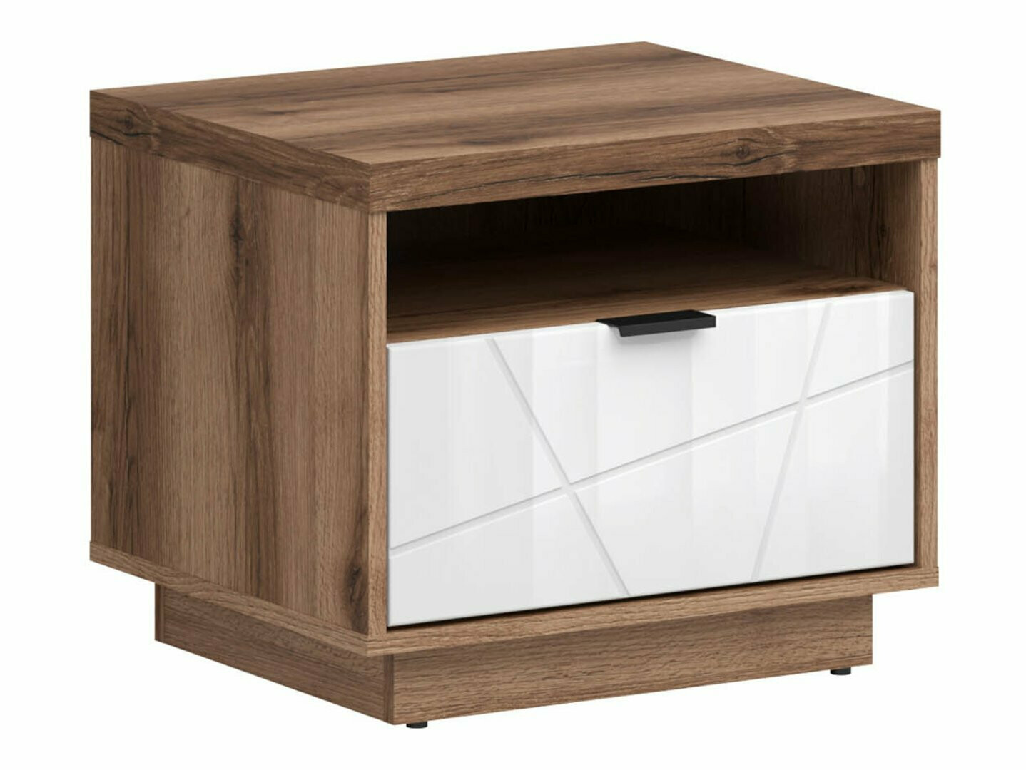 Sengebord Fivale 115 (Mørk Delano eg + Glansfuld hvid)