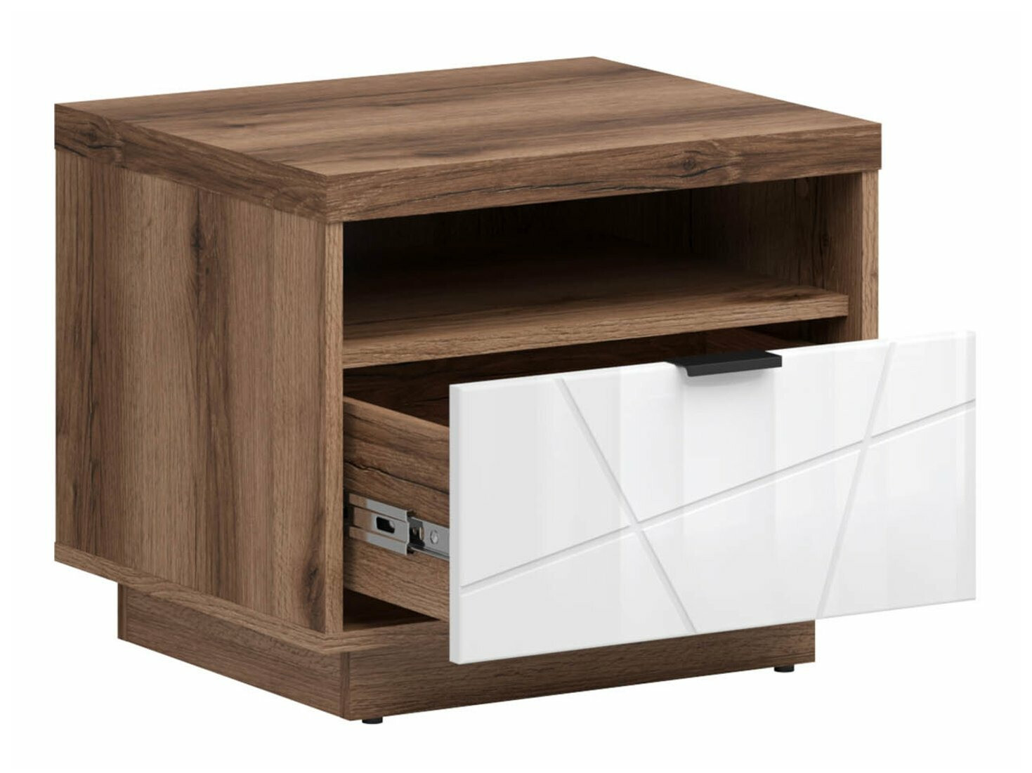 Sengebord Fivale 115 (Mørk Delano eg + Glansfuld hvid)