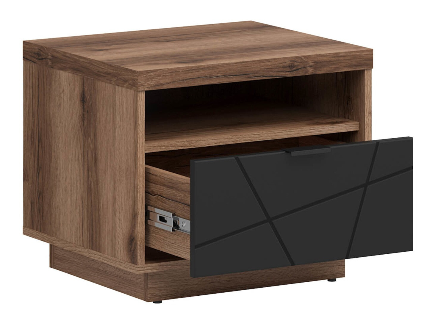 Sengebord Fivale 115 (Mørk Delano eg + Mat sort)