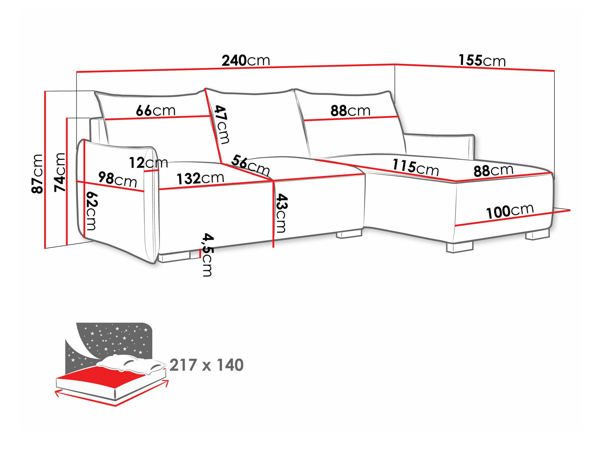 Hjørnesofa Columbus 226 (Soul 16)