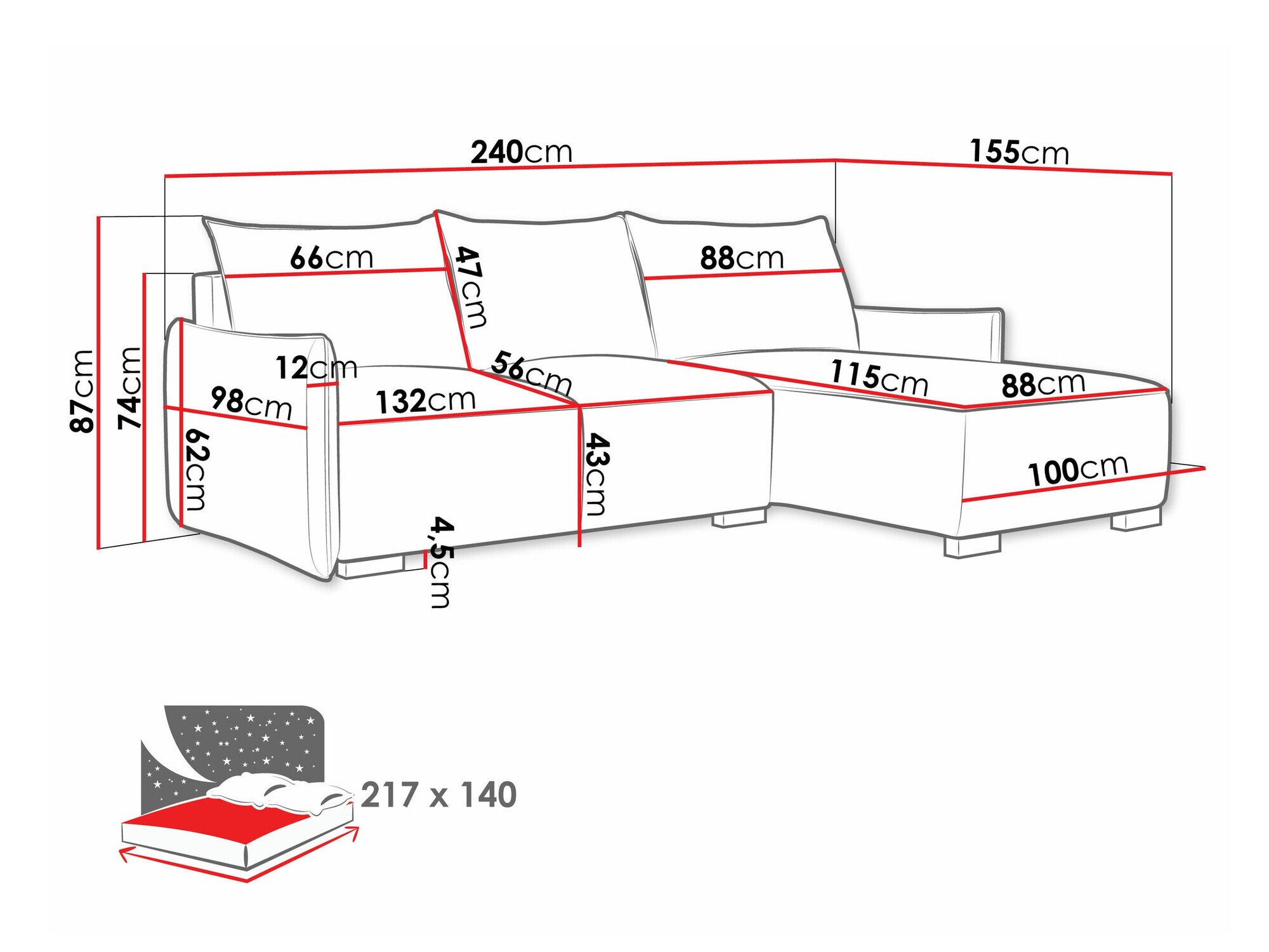 Hjørnesofa Columbus 226 (Soul 20)