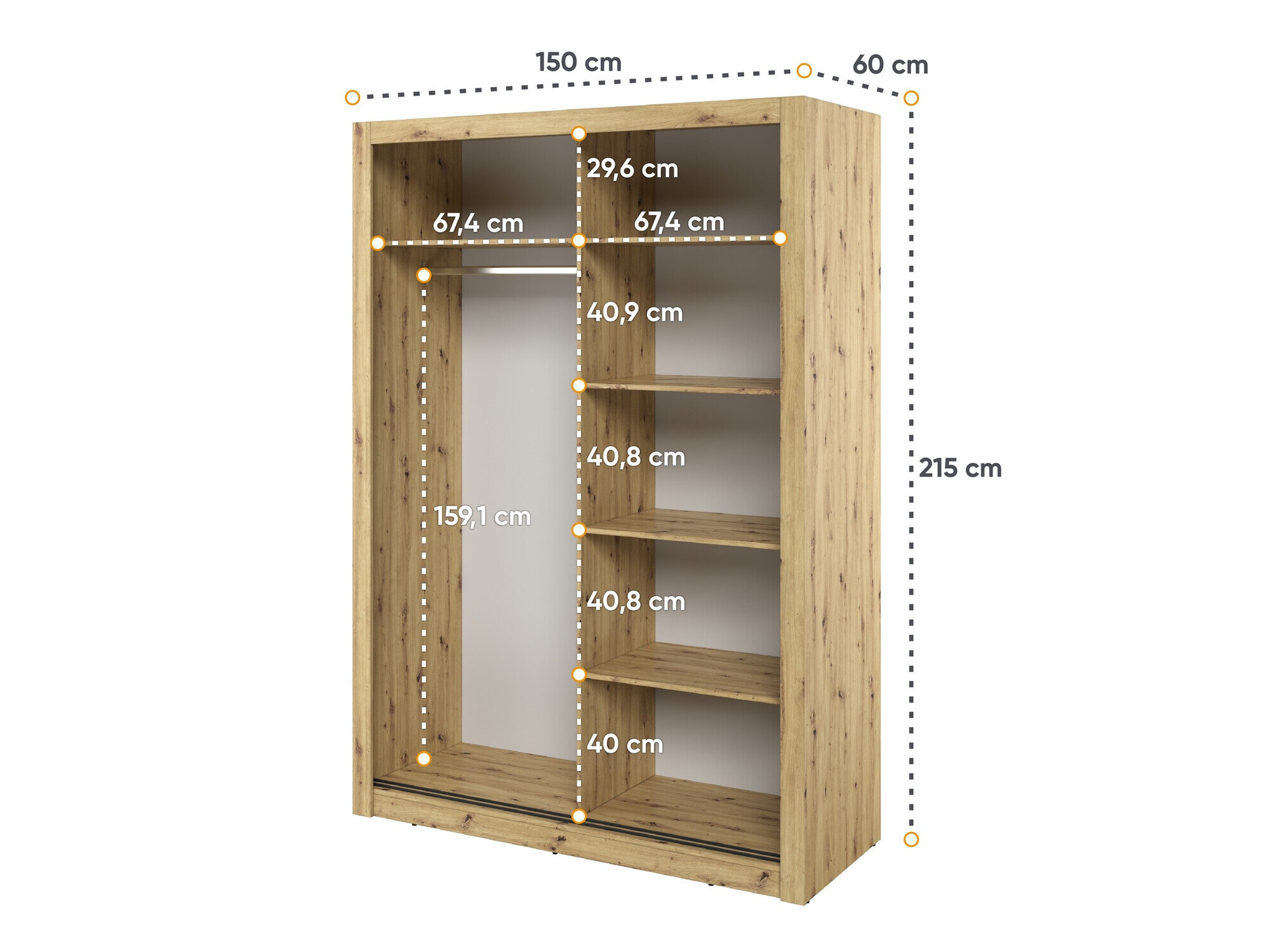 Garderobeskab Fresno 152 (Artisan eg)