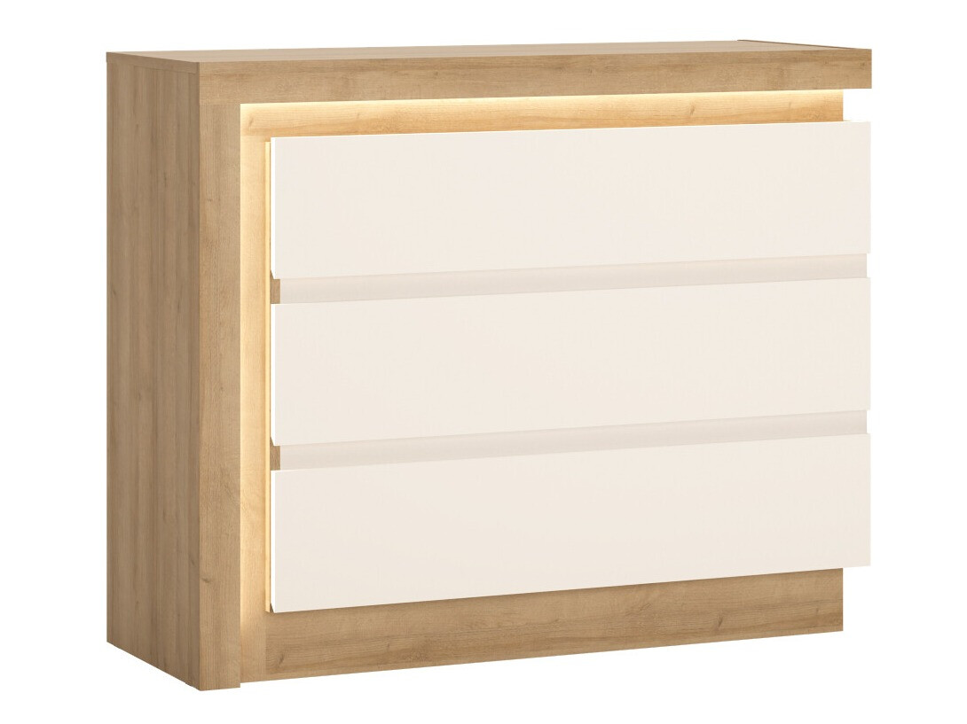 Kommode Feldeli 108 (Riviera egetræ + Glansfuld hvid)