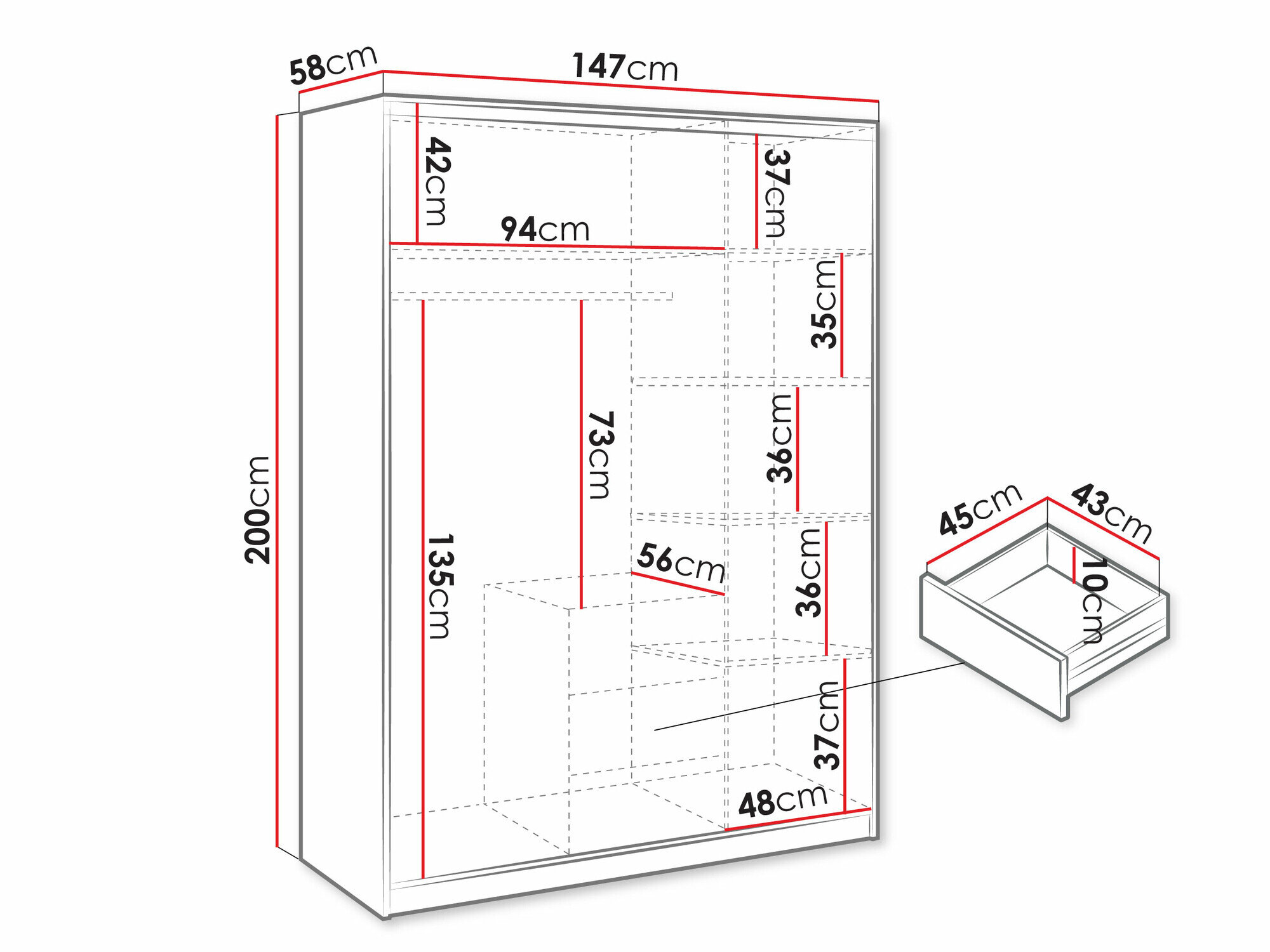 Garderobeskab Dortivu 148 (Grafit)