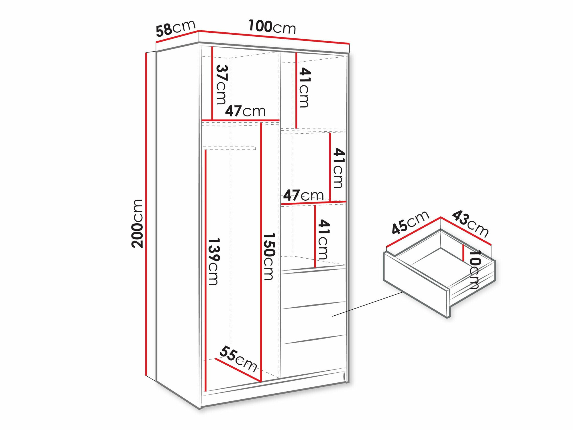 Garderobeskab Enolevo 104 (Hvid + Wotan eg)