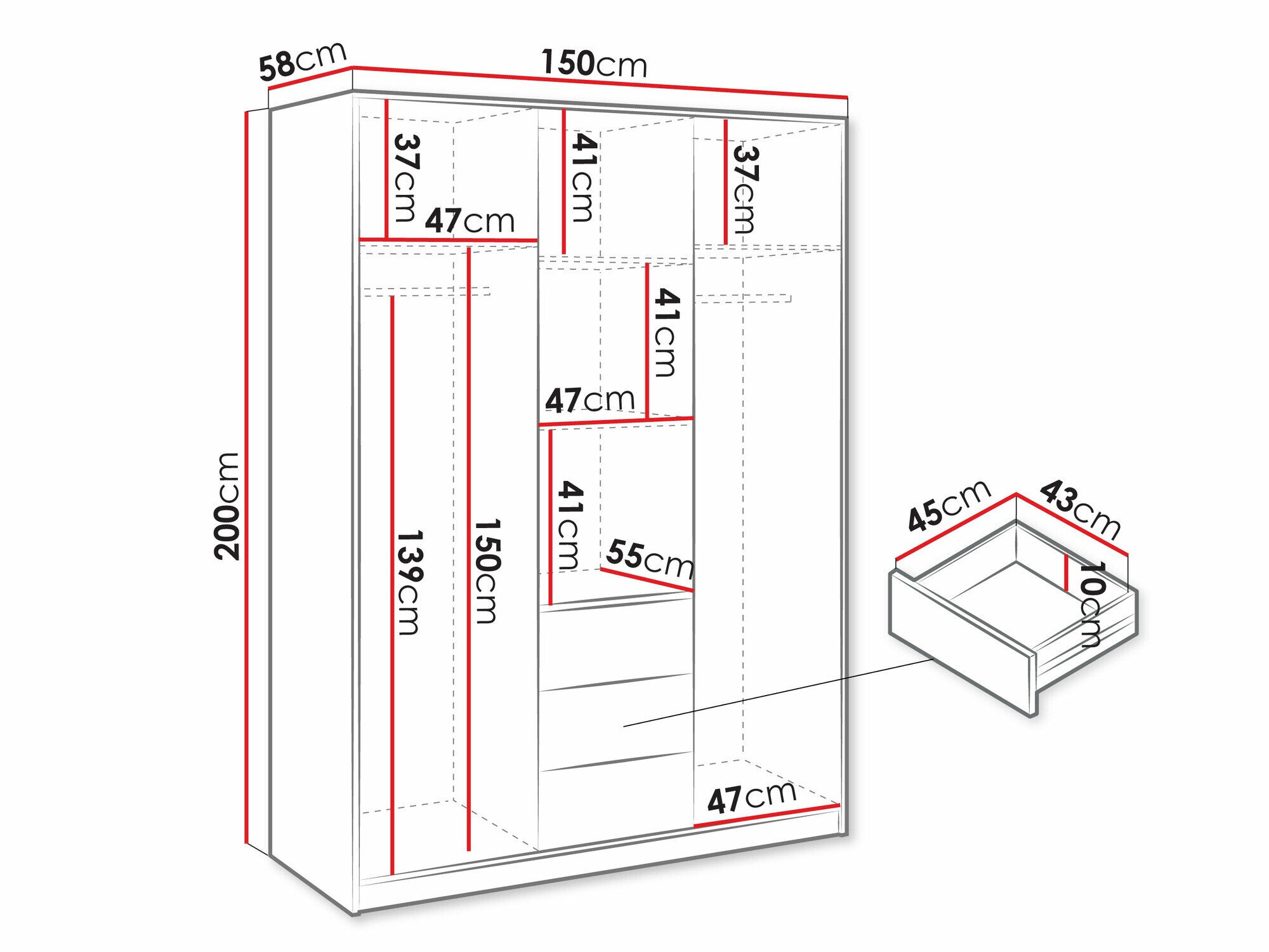Garderobeskab Enolevo 106 (Hvid + Wotan eg)