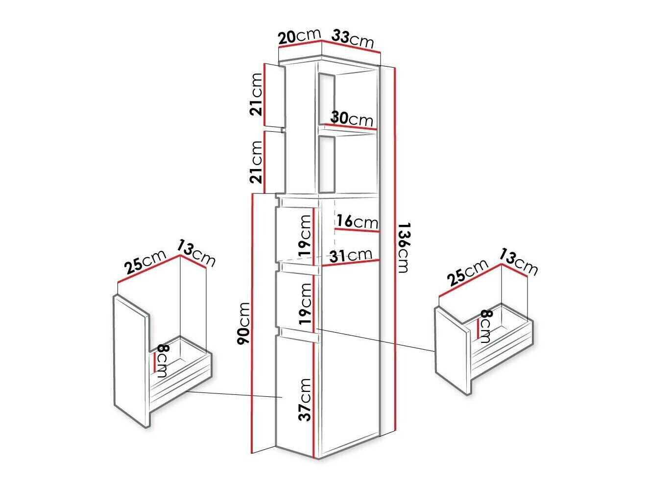 Stående badeværelsesskab Comfivo 384