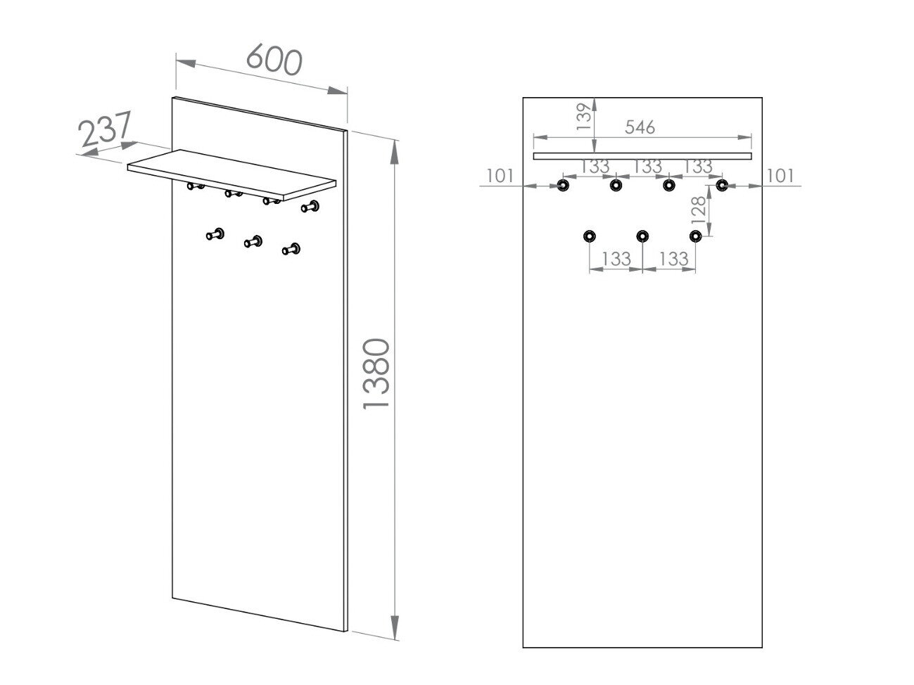 Knagerække Revcire 105
