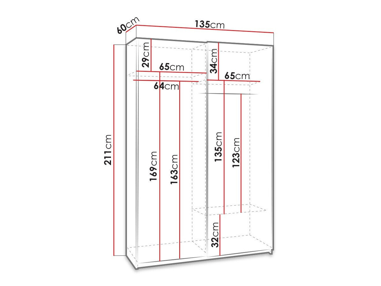 Garderobeskab Murrieta 113 (Hvid)