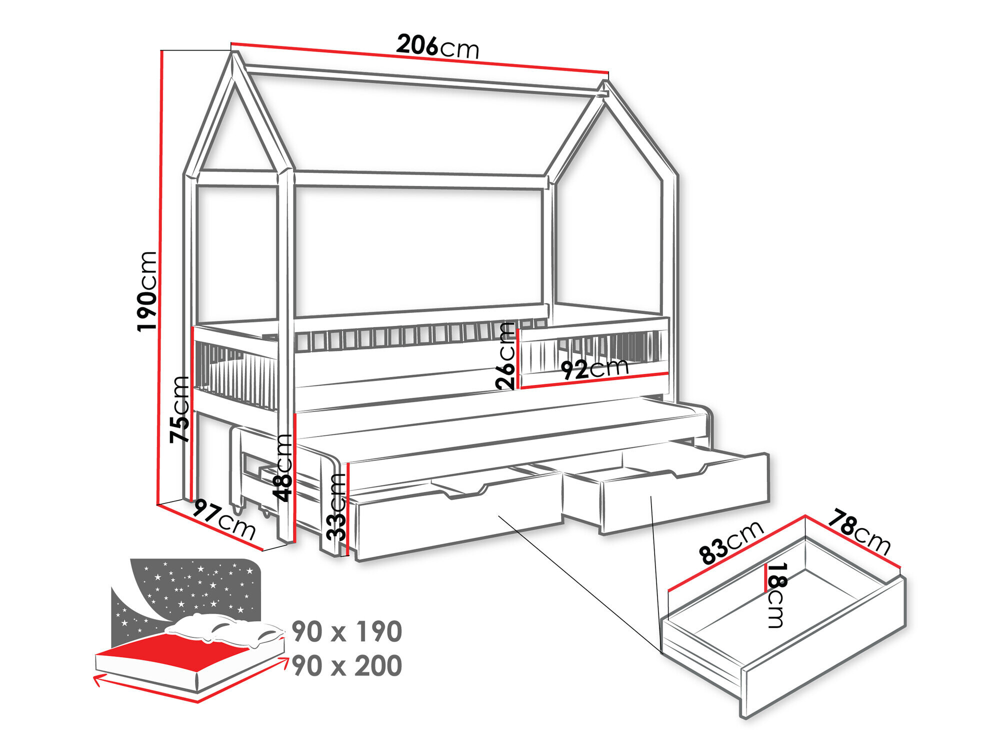 Seng Henderson 166 (Grå)