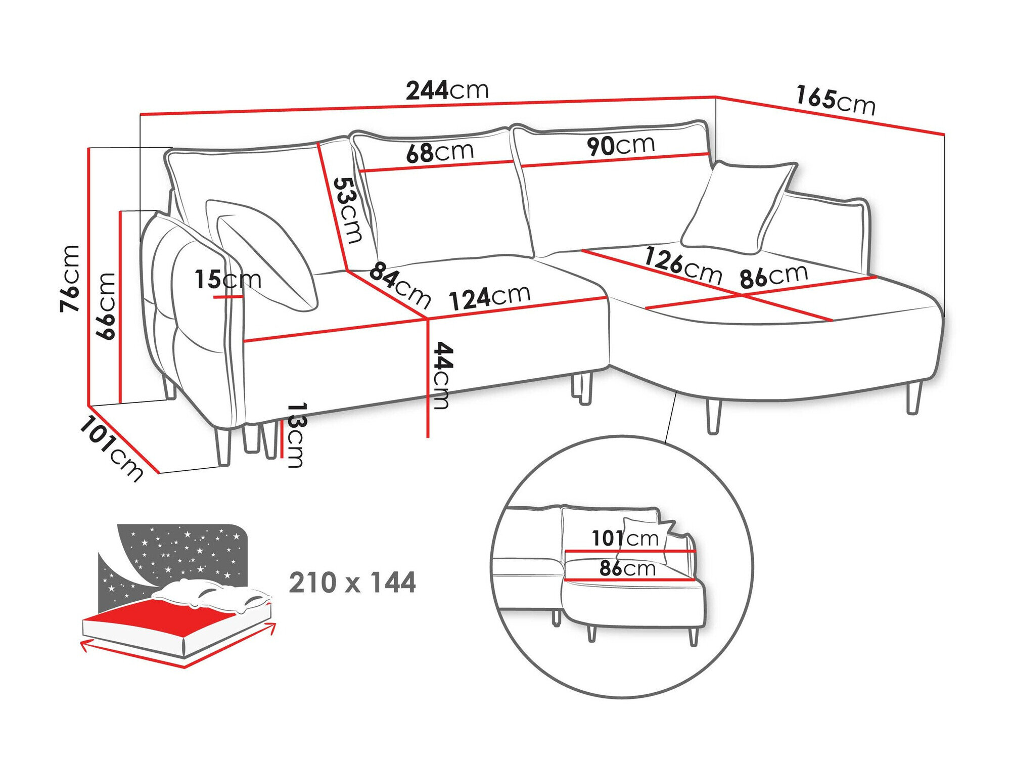 Hjørnesofa TrendyNest 101 (Onega 07)