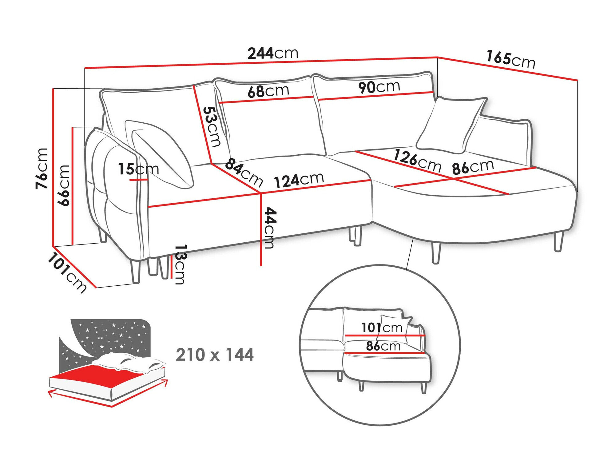 Hjørnesofa TrendyNest 101 (Onega 14)