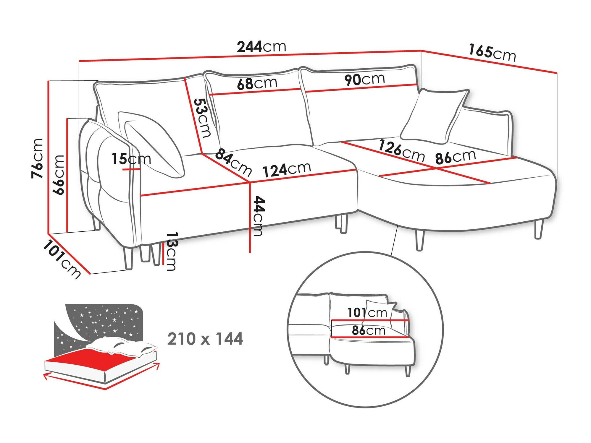 Hjørnesofa TrendyNest 101 (Onega 15)