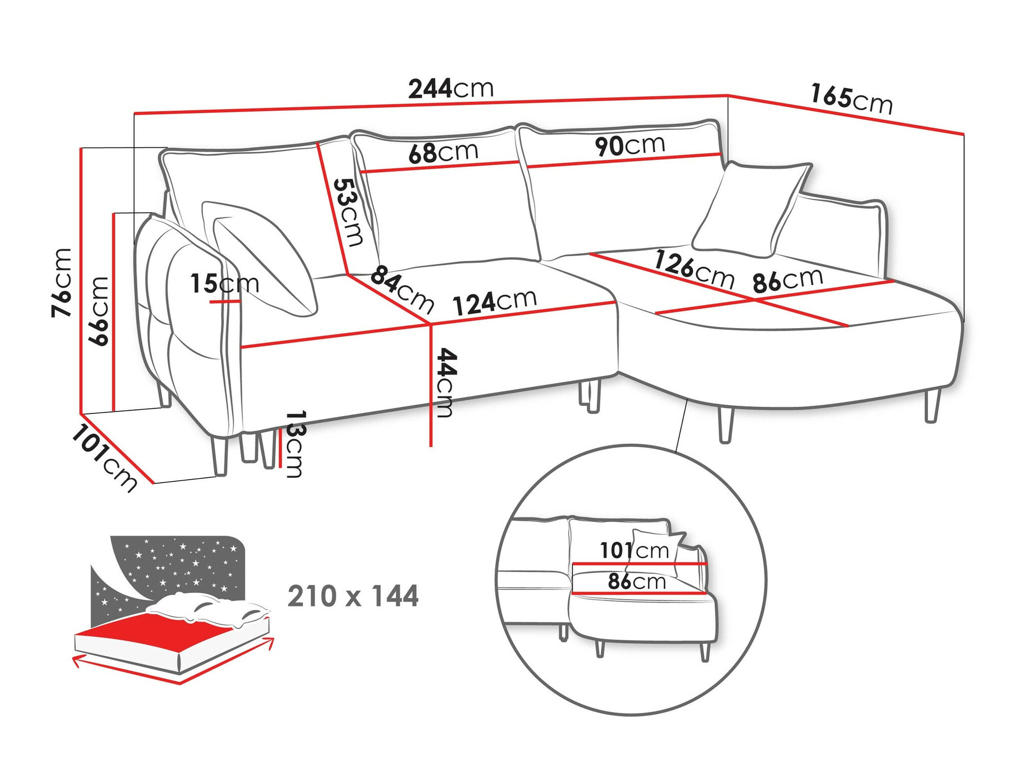 Hjørnesofa TrendyNest Ocelis (Onega 02)