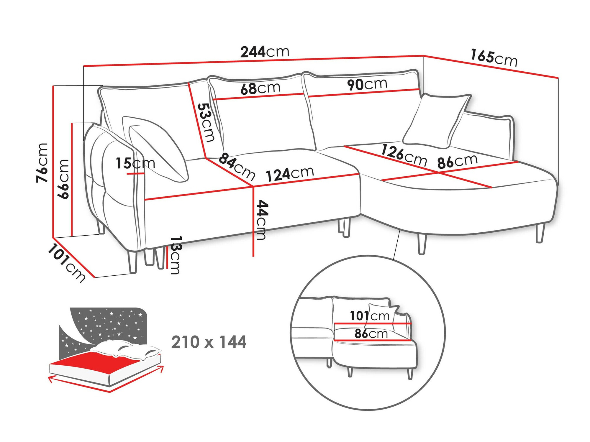 Hjørnesofa TrendyNest Ocelis (Onega 02)