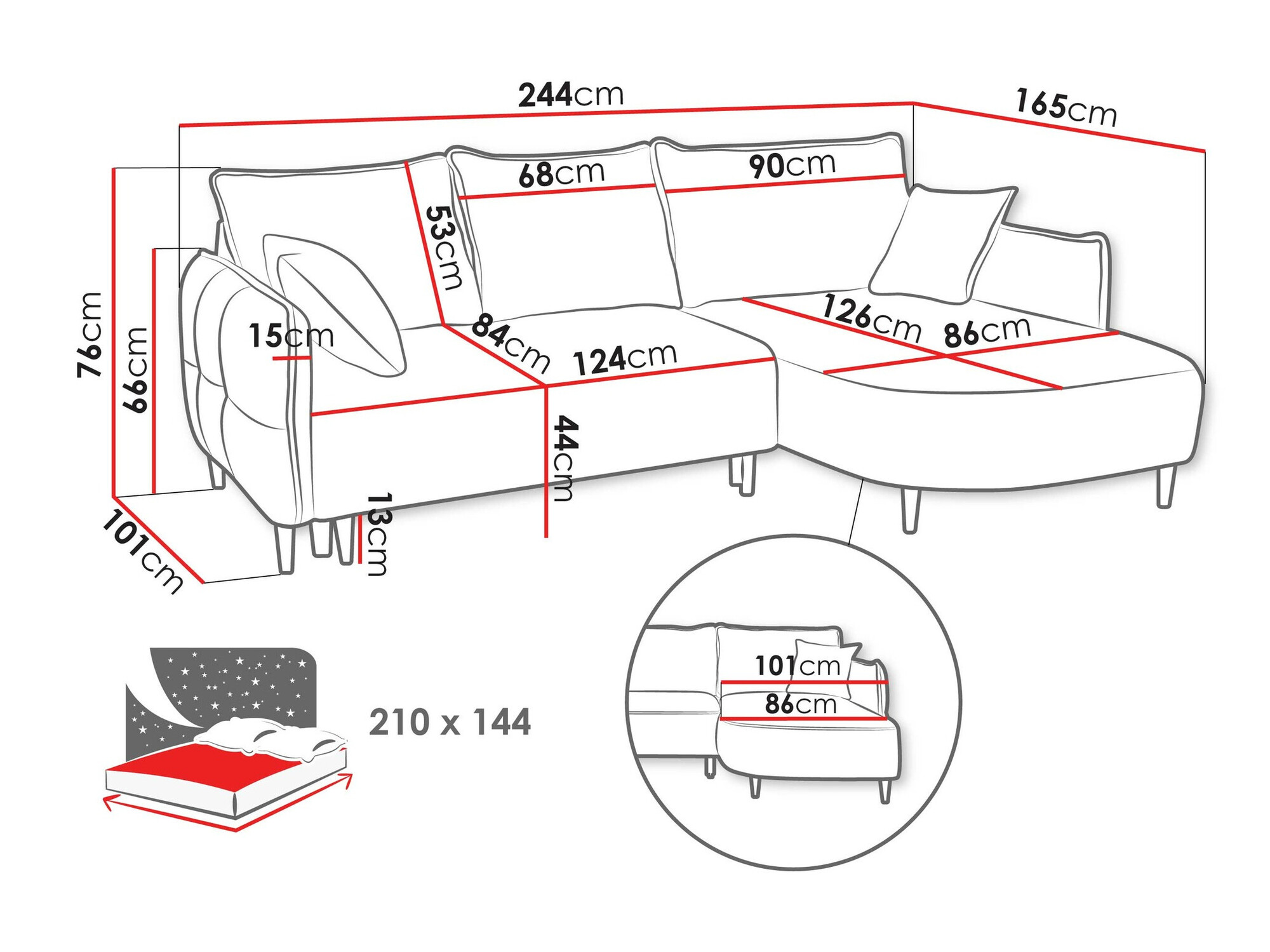 Hjørnesofa TrendyNest Ocelis (Onega 07)