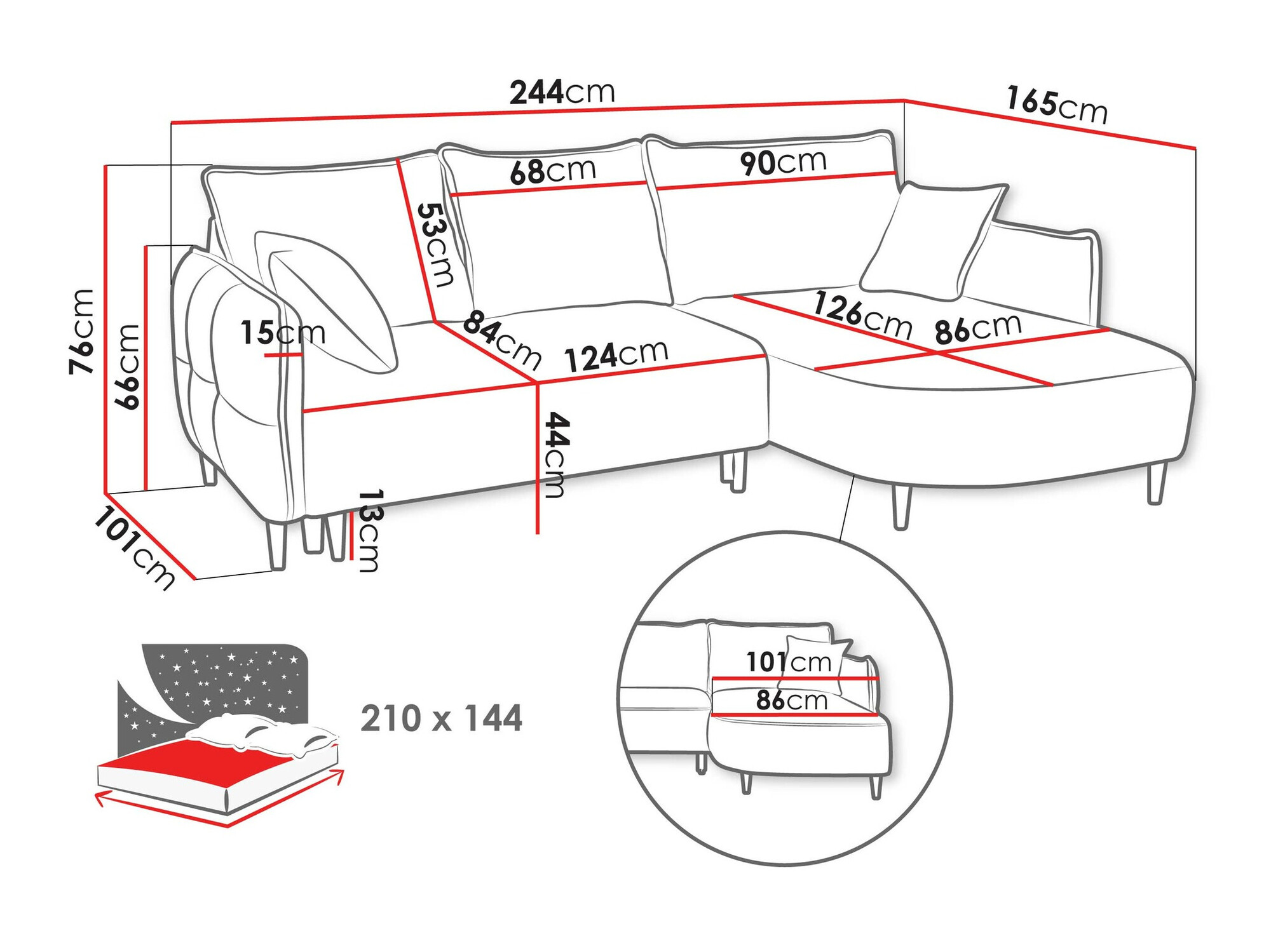 Hjørnesofa TrendyNest Ocelis (Onega 08)