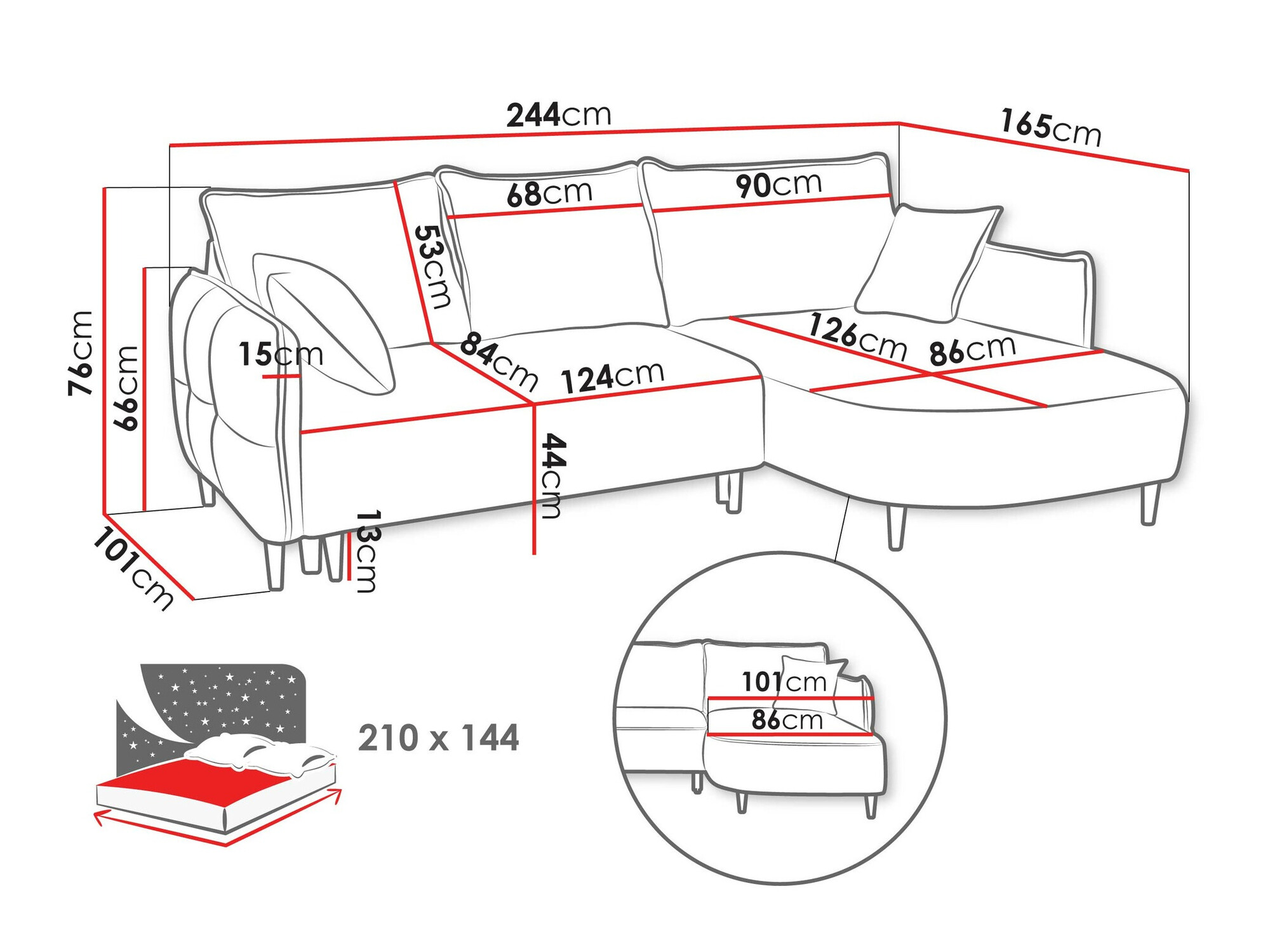Hjørnesofa TrendyNest Ocelis (Onega 10)