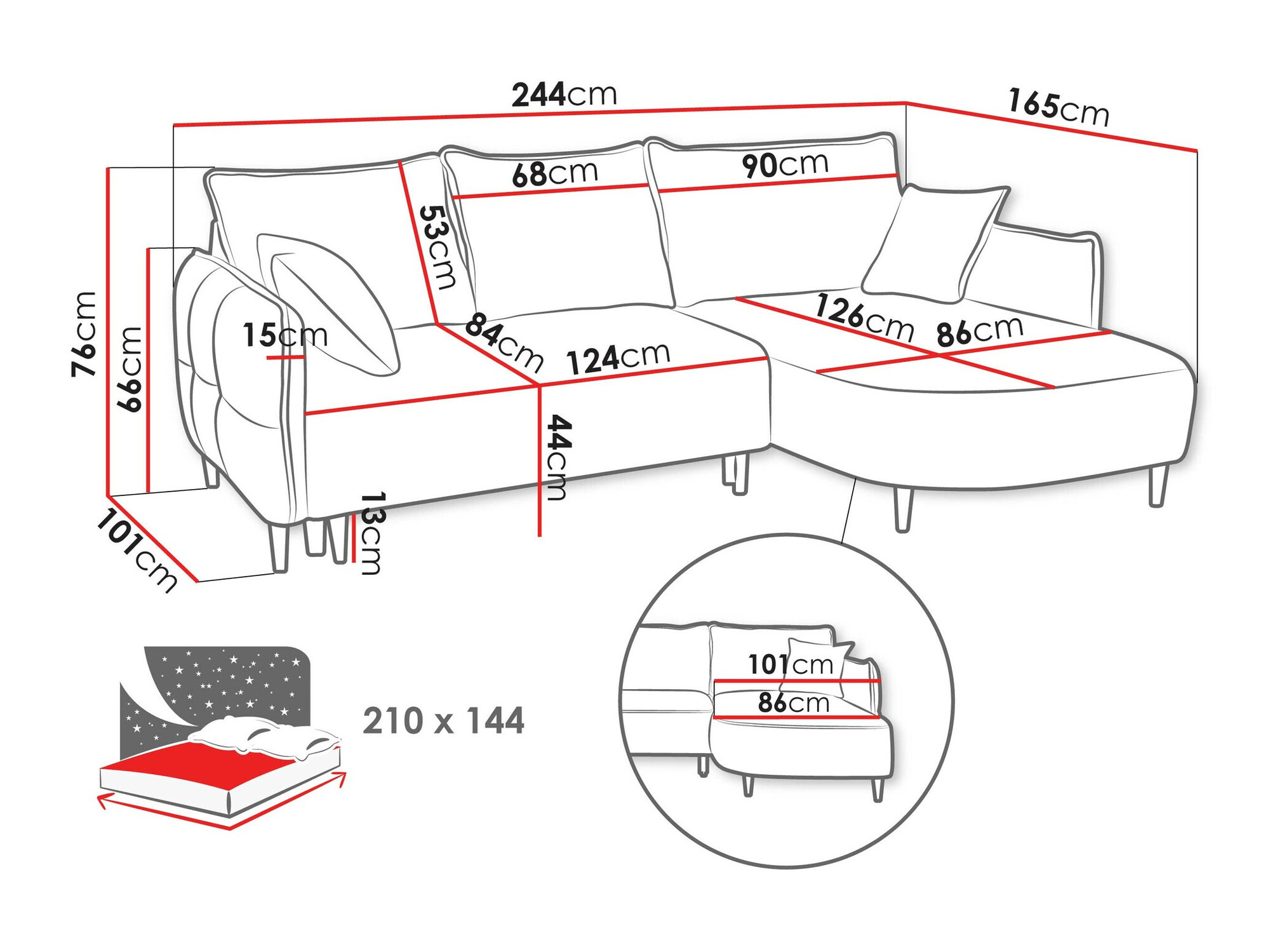 Hjørnesofa TrendyNest Ocelis (Onega 10)