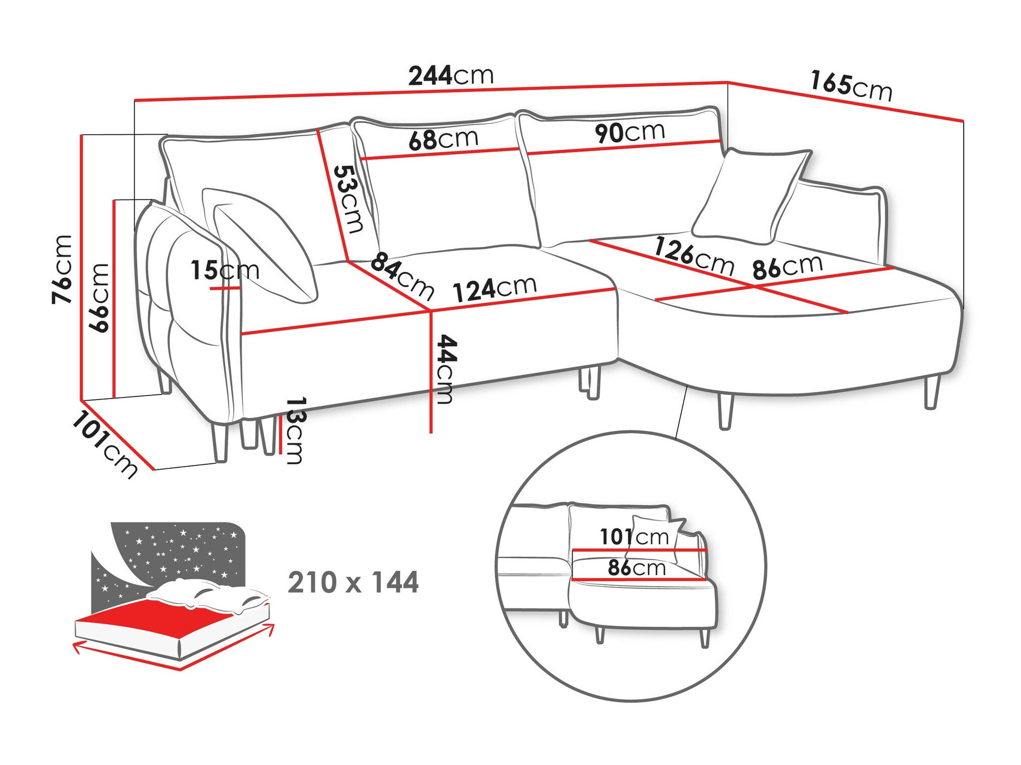 Hjørnesofa TrendyNest Ocelis (Onega 11)