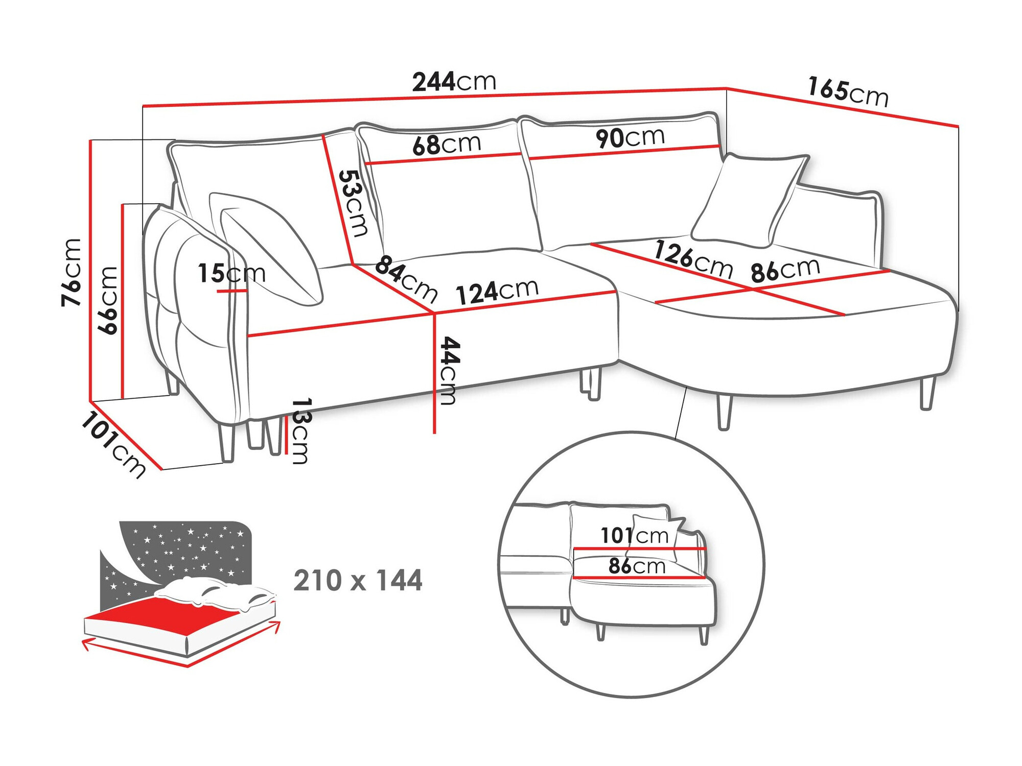 Hjørnesofa TrendyNest Ocelis (Onega 14)