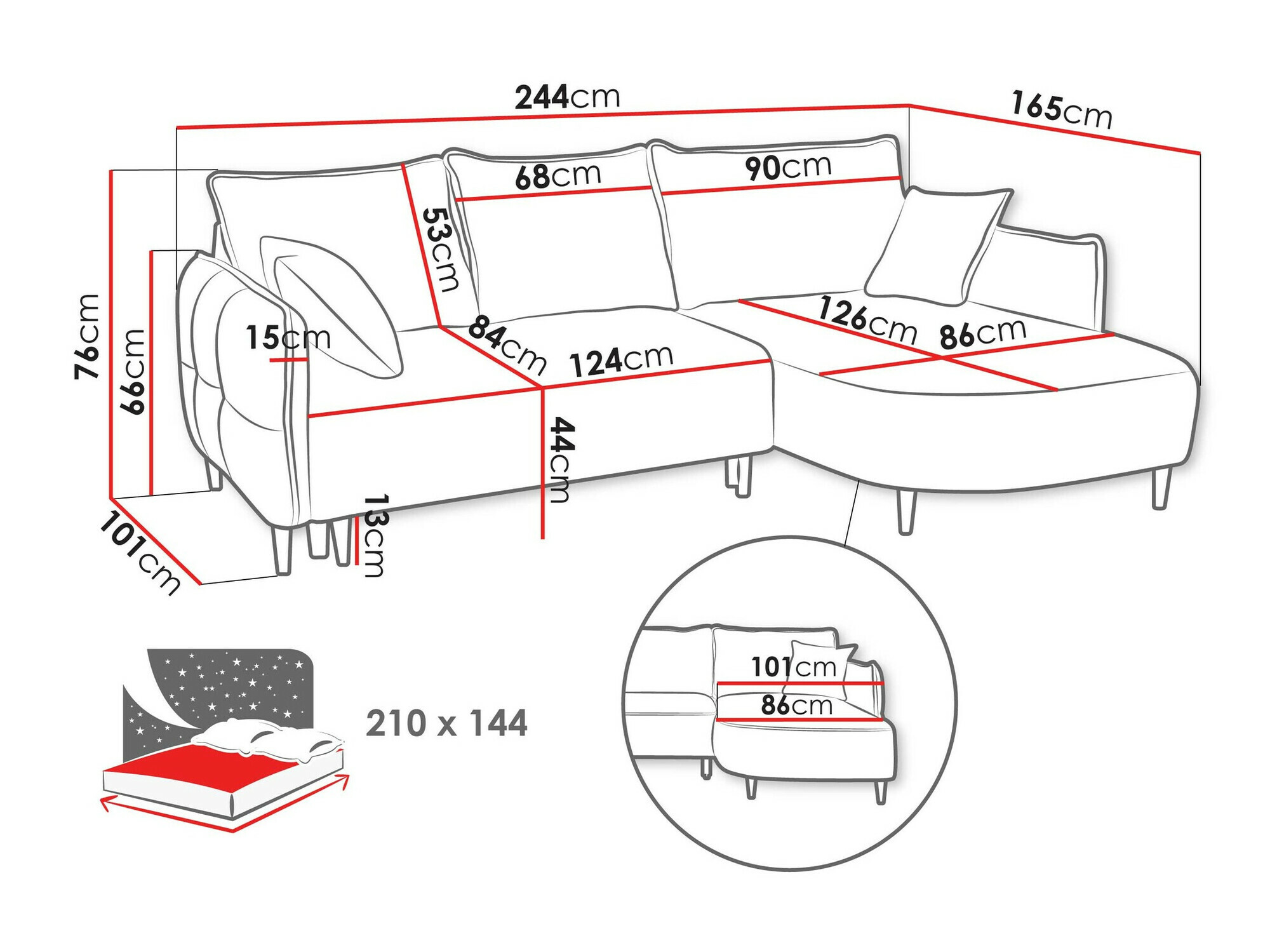 Hjørnesofa TrendyNest Ocelis (Onega 15)