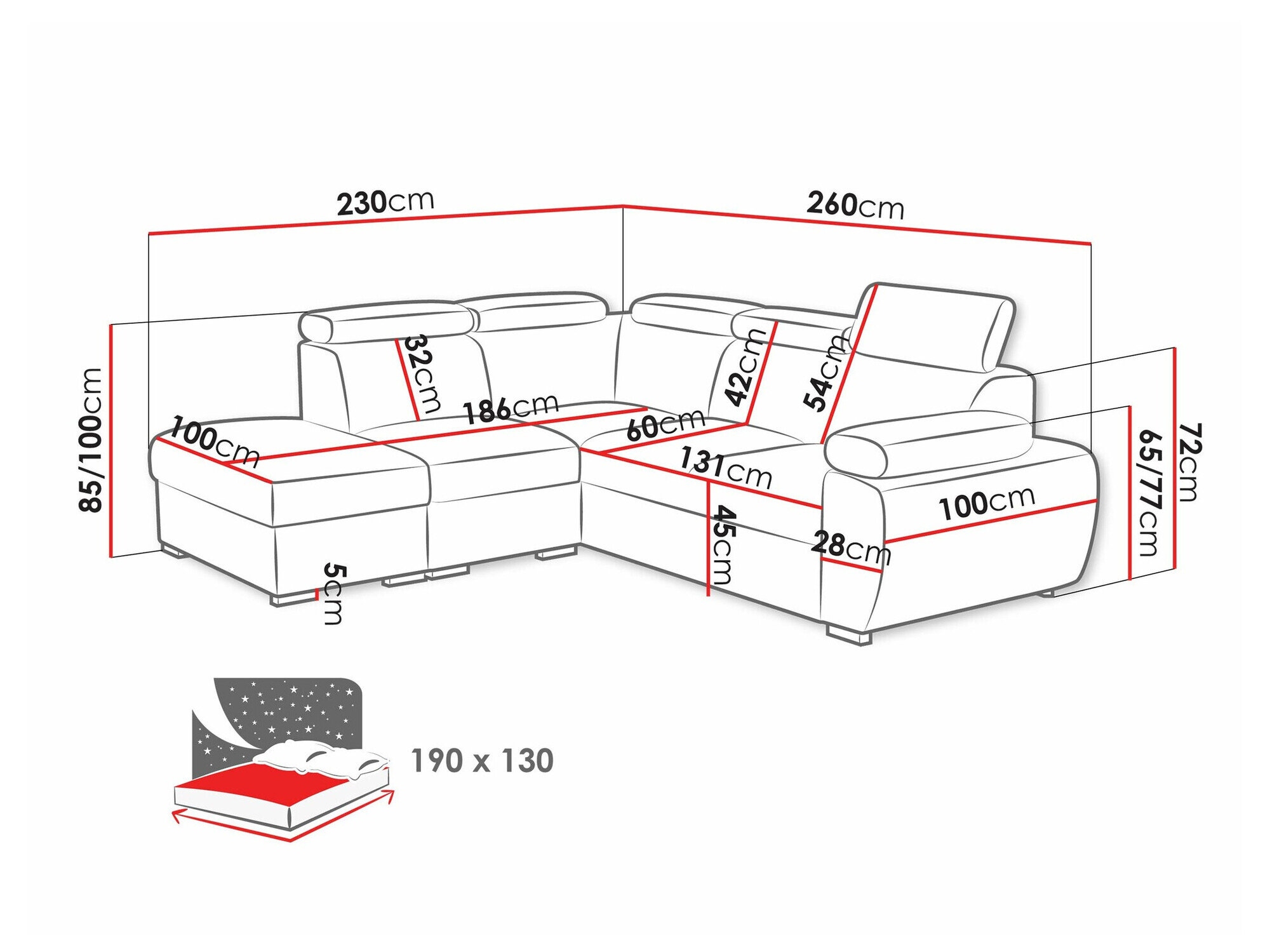Hjørnesofa Columbus 228 (Aragon 03)