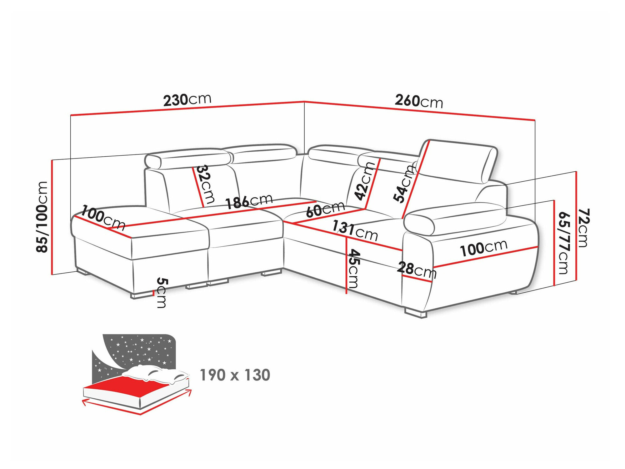 Hjørnesofa Columbus 228 (Aragon 80)