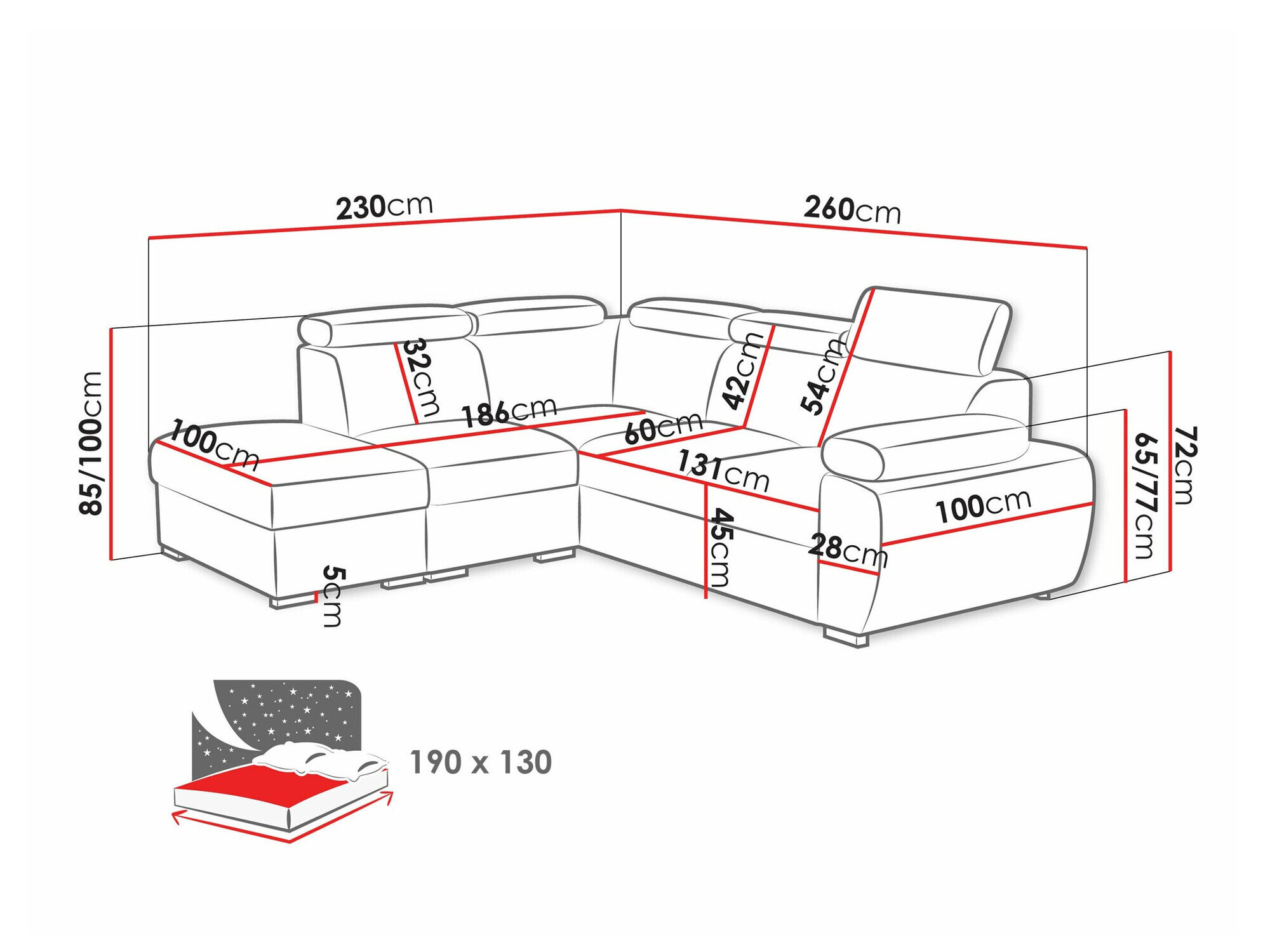 Hjørnesofa Columbus 228 (Aragon 93)
