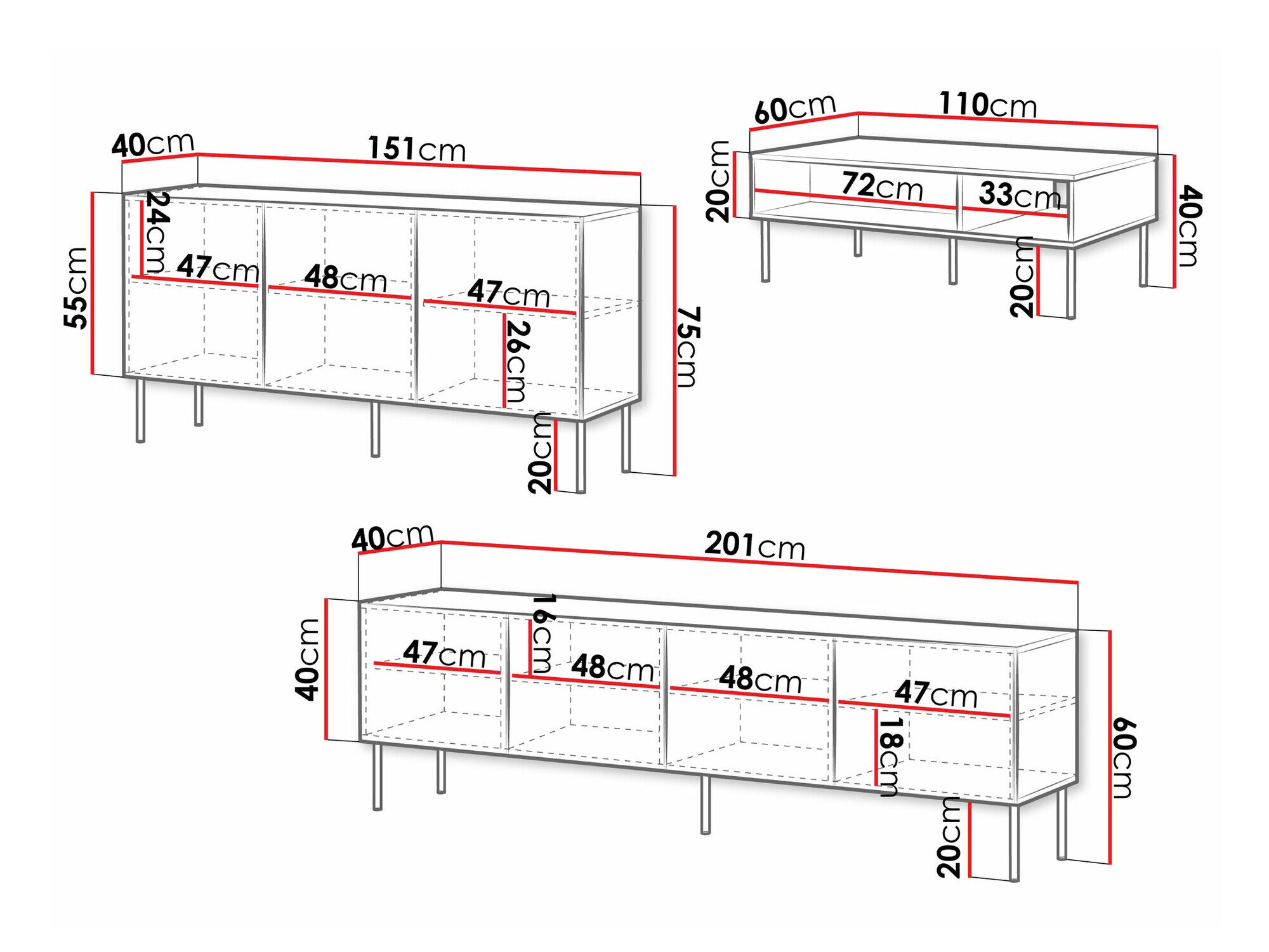 Stuemøbelsæt Monciru 107 (Hvid)