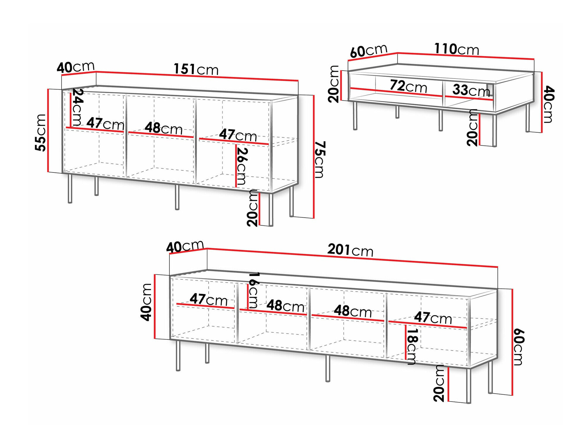 Stuemøbelsæt Monciru 107 (Sort)