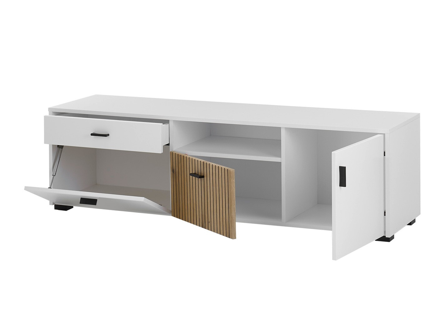 TV-bord Belmelu 105 (Hvid + Egetræ)